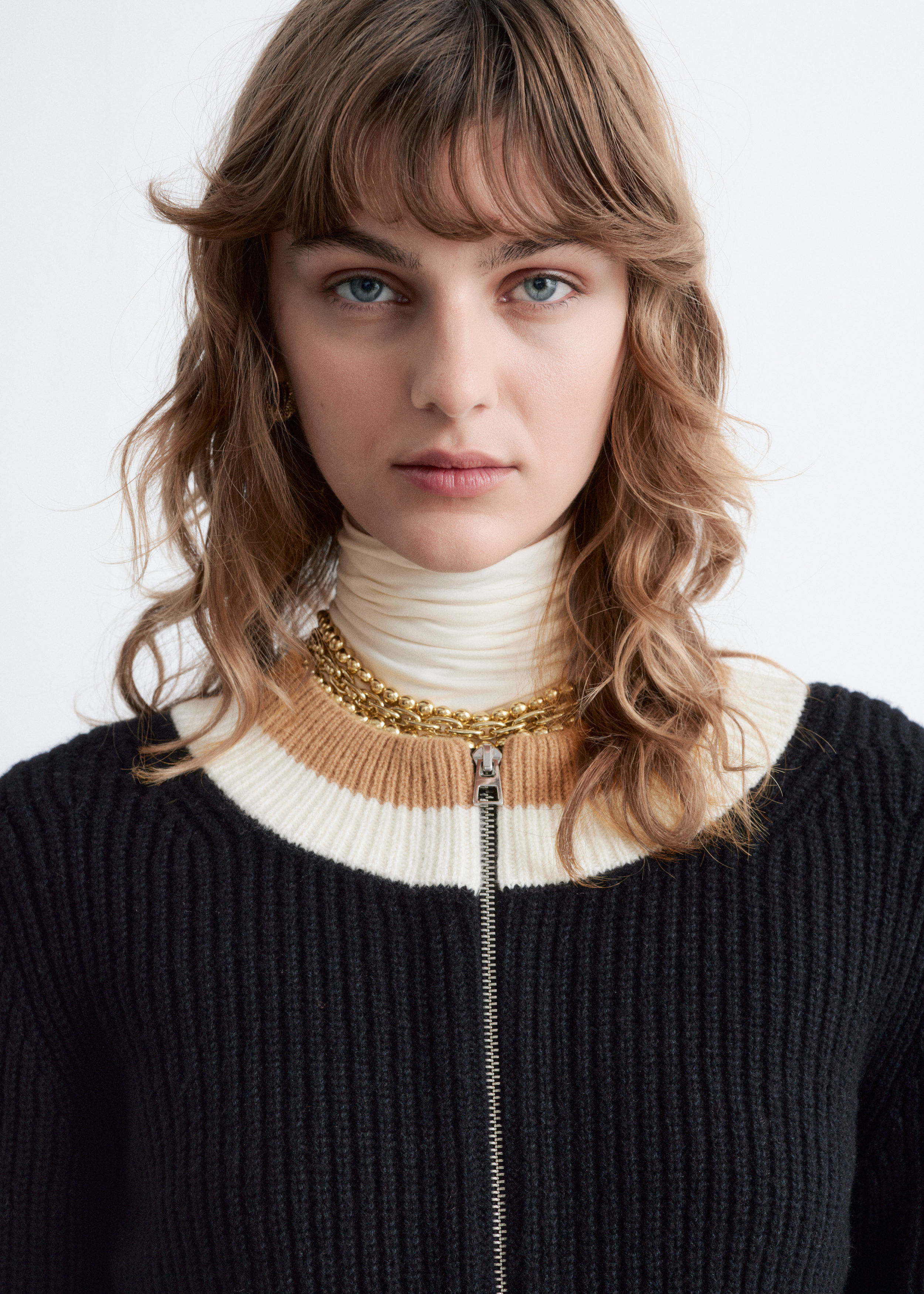 & Other Stories CONTRAST TRIM ZIP CARDIGAN