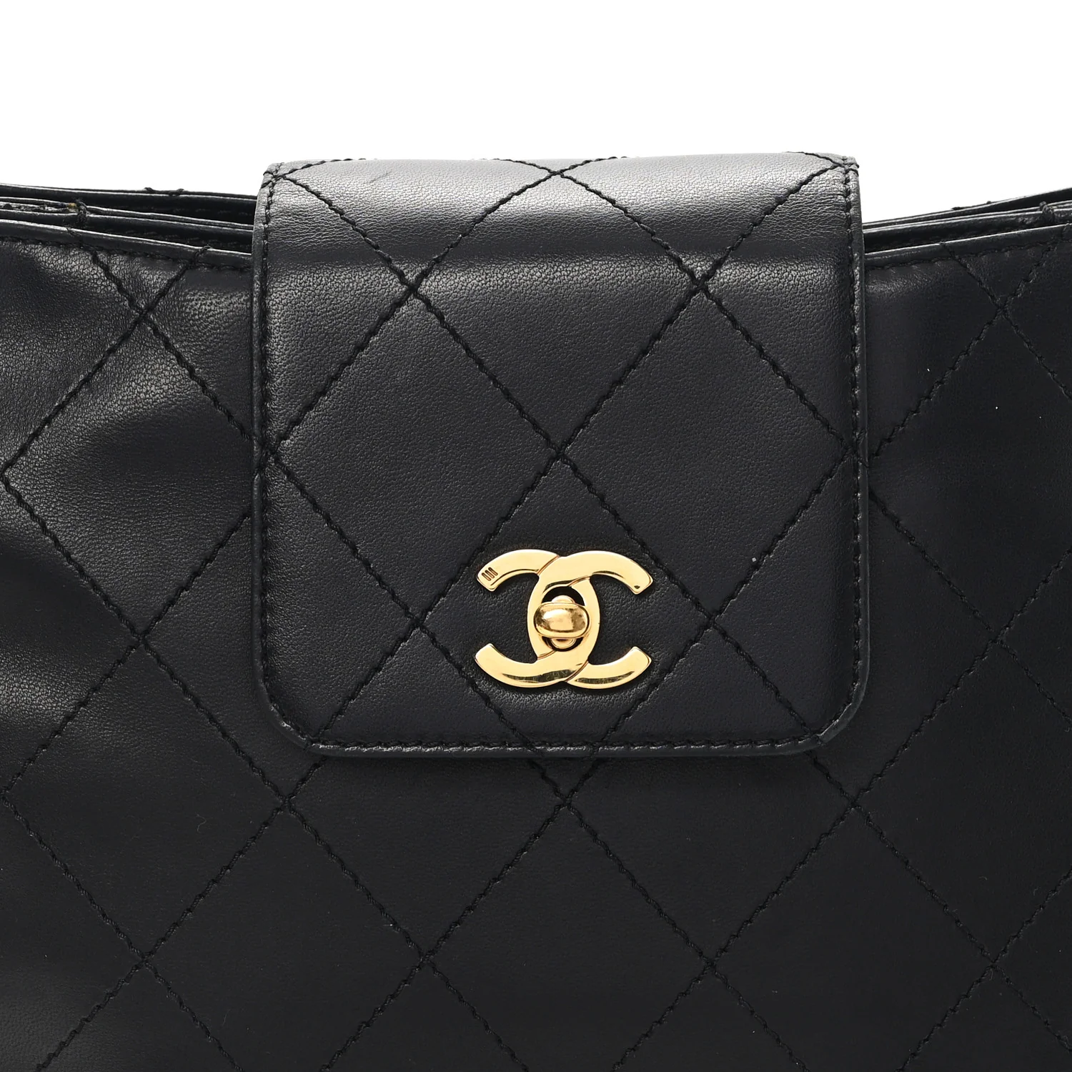 Lambskin Quilted CC Flap Shoulder Bag Black - Top Club