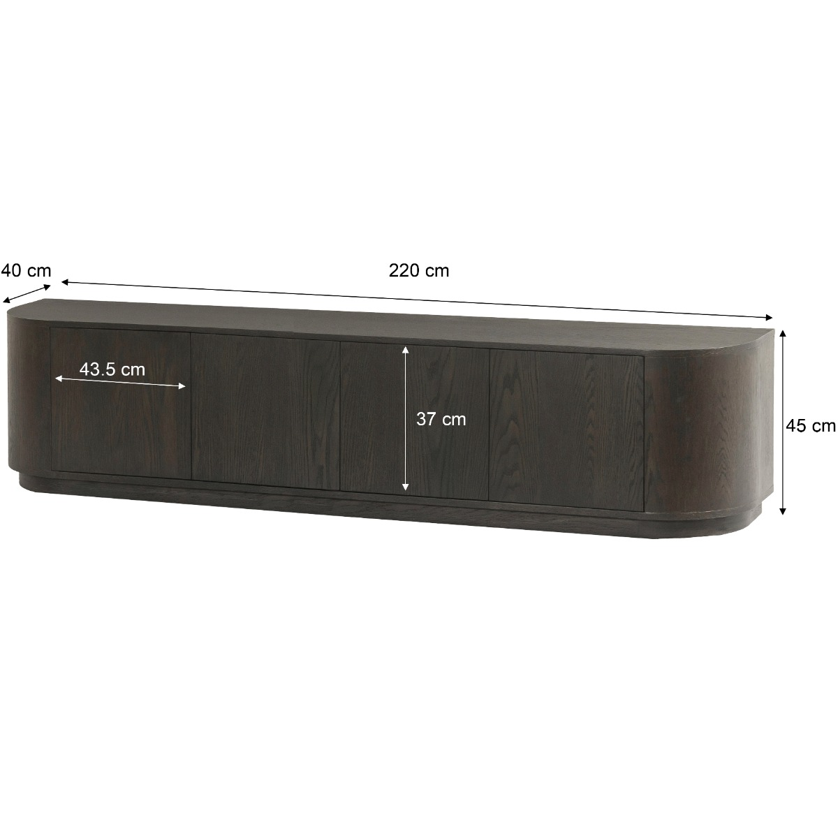 Tv-meubel Arlo Espresso Staand 220 cm