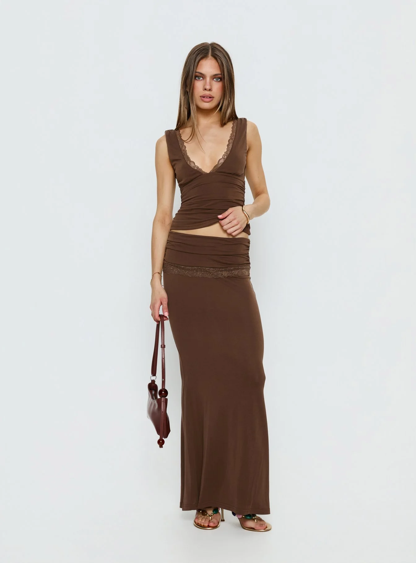Zespri Jersey Maxi Skirt Brown