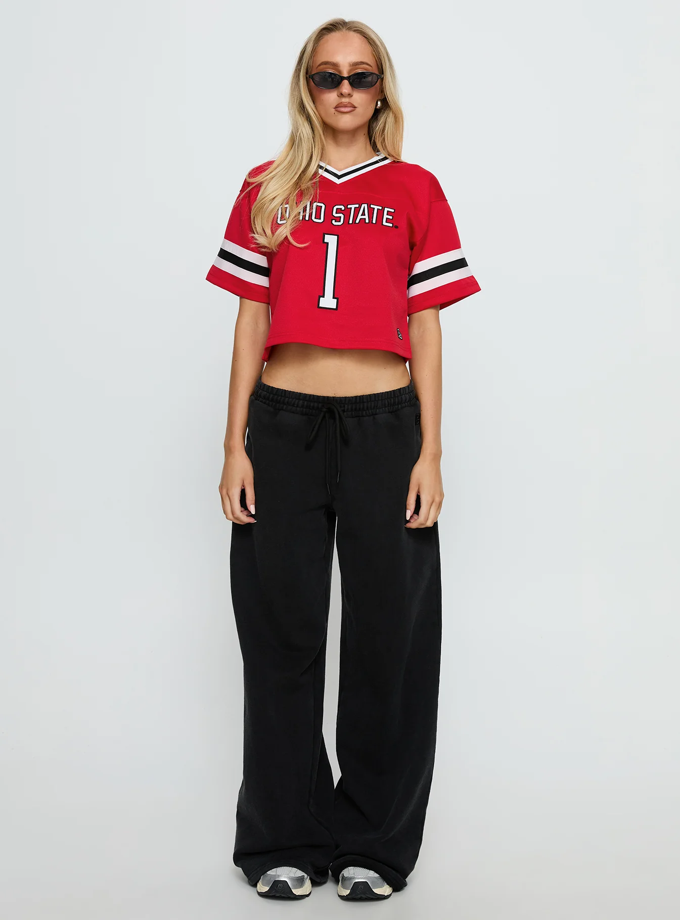 Ohio Cropped Football Jersey Tee Red
