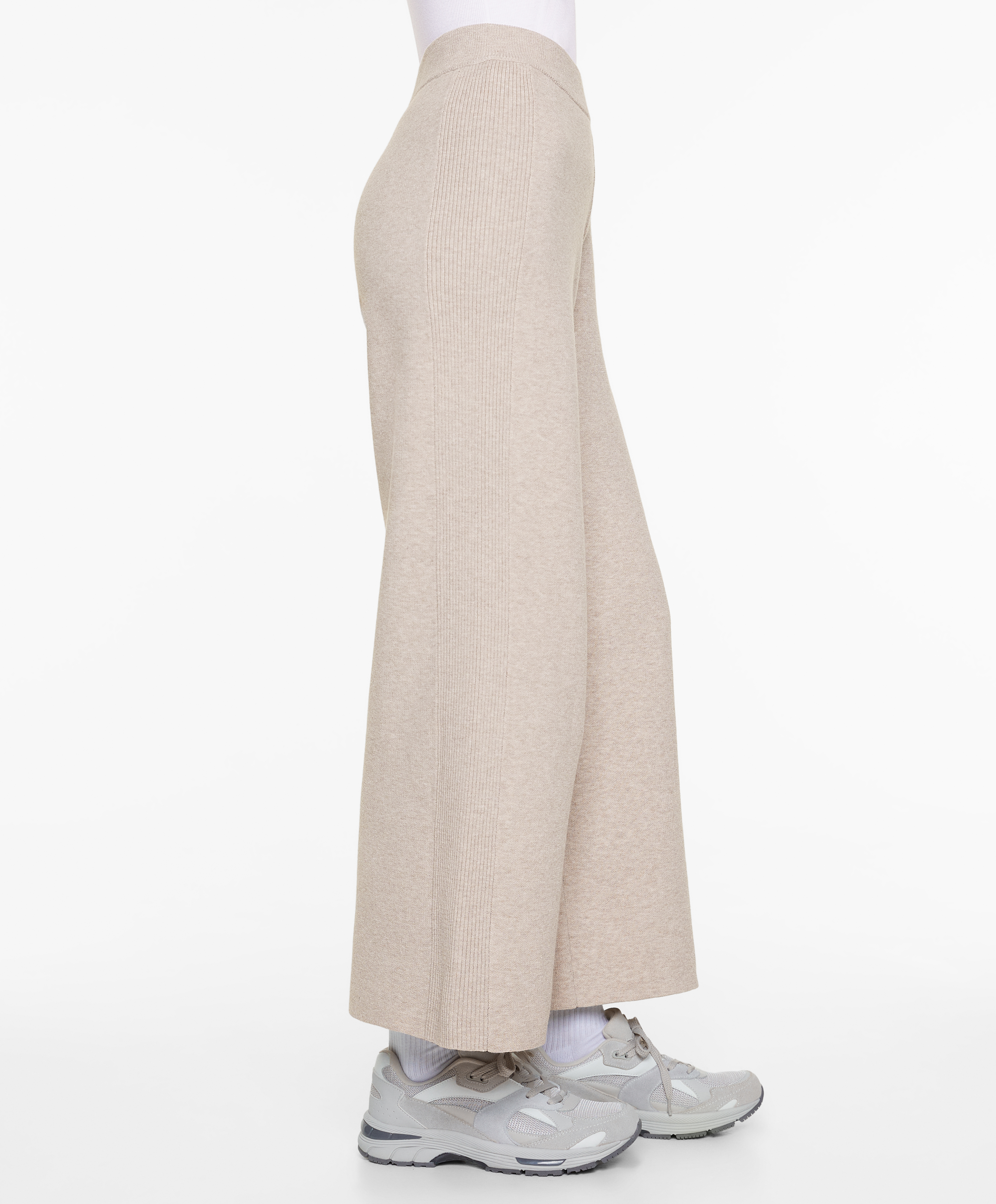 OYSHO Side rib straight-leg knit trousers