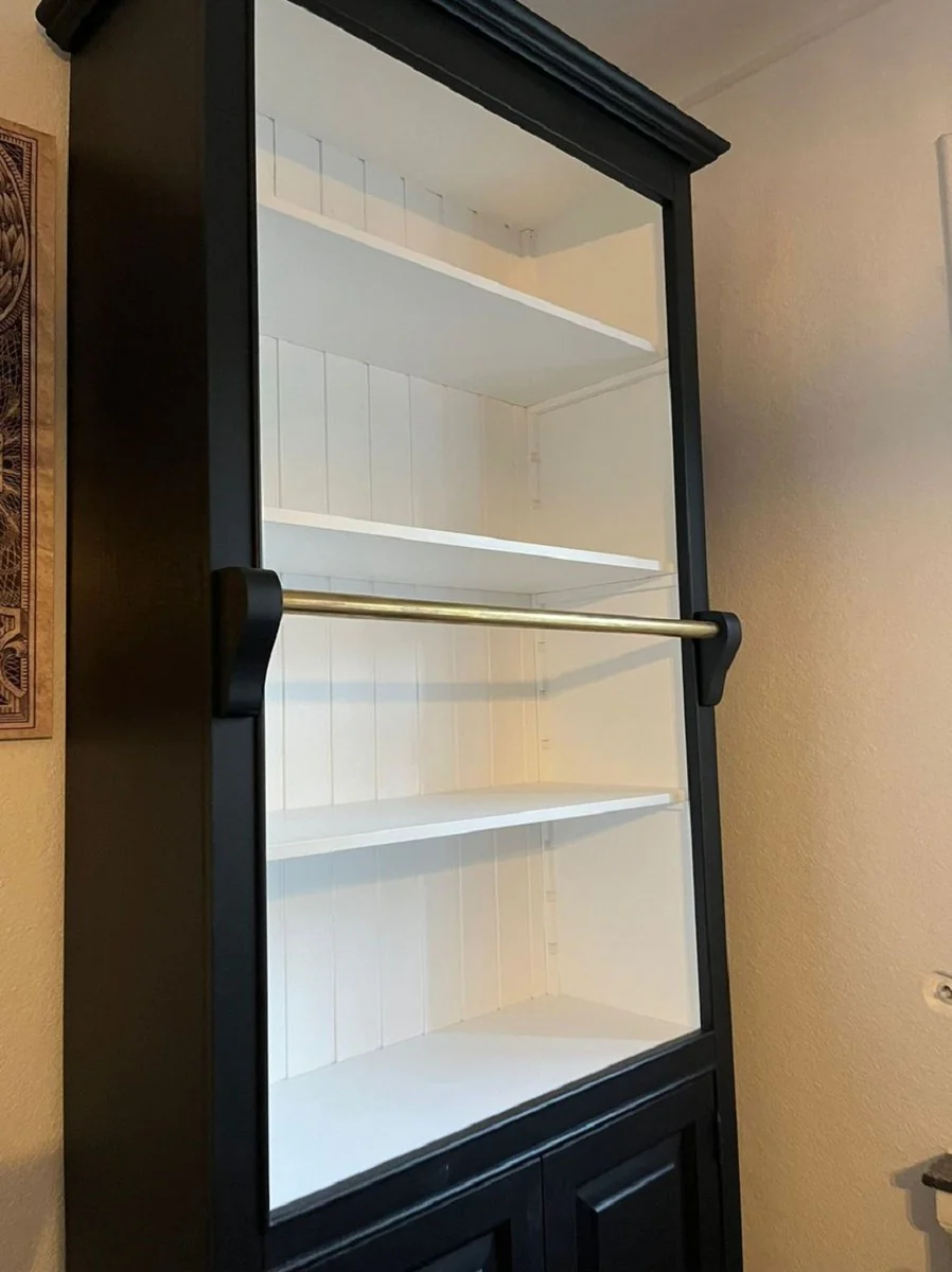 Country house style bookcase with ladder black / white H. 260 cm - country house style furniture