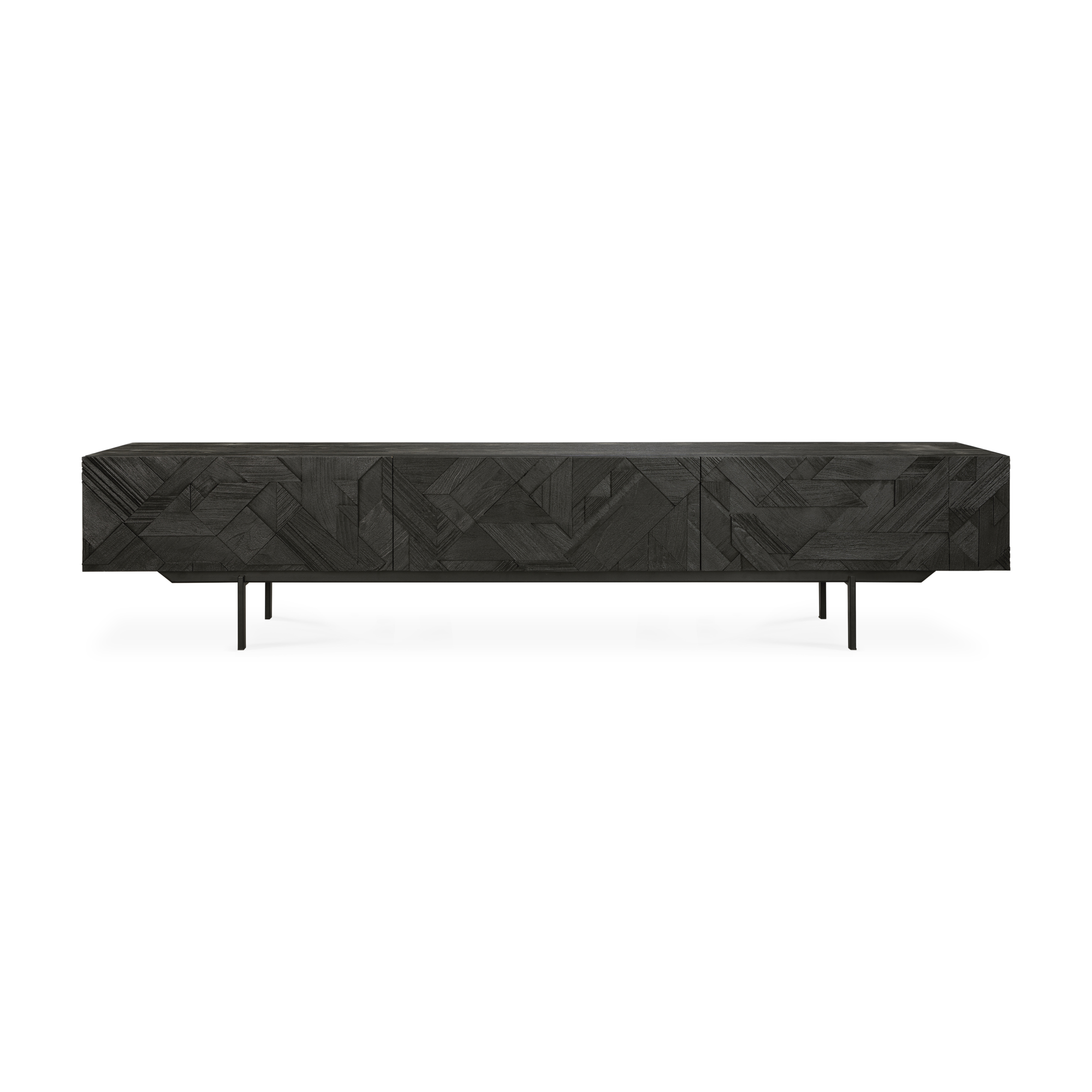 Tv-meubel Graphic teak zwart 240 cm