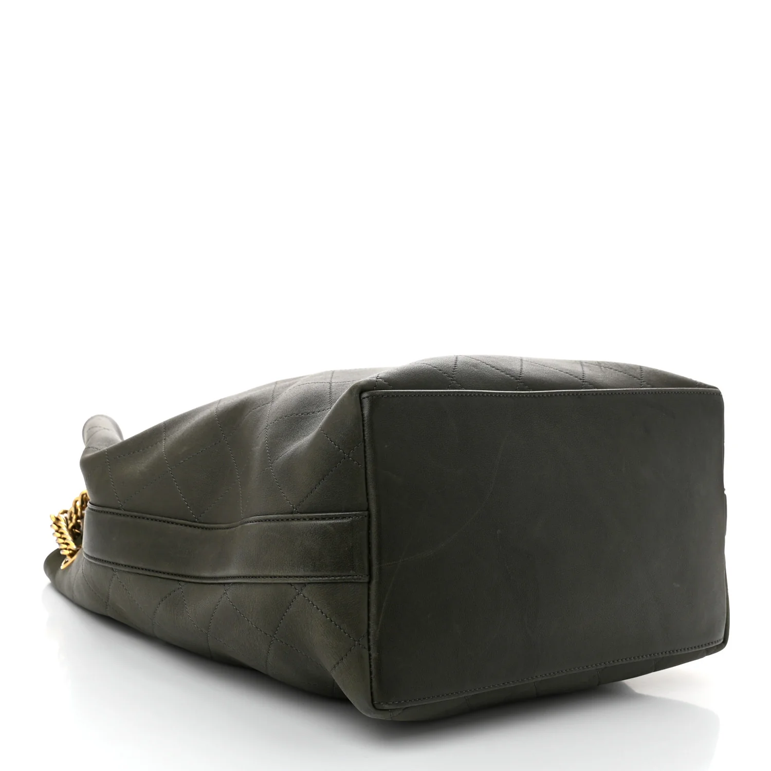 Calfskin Quilted Small On My Shoulder Drawstring Bag Dark Green - Top Club