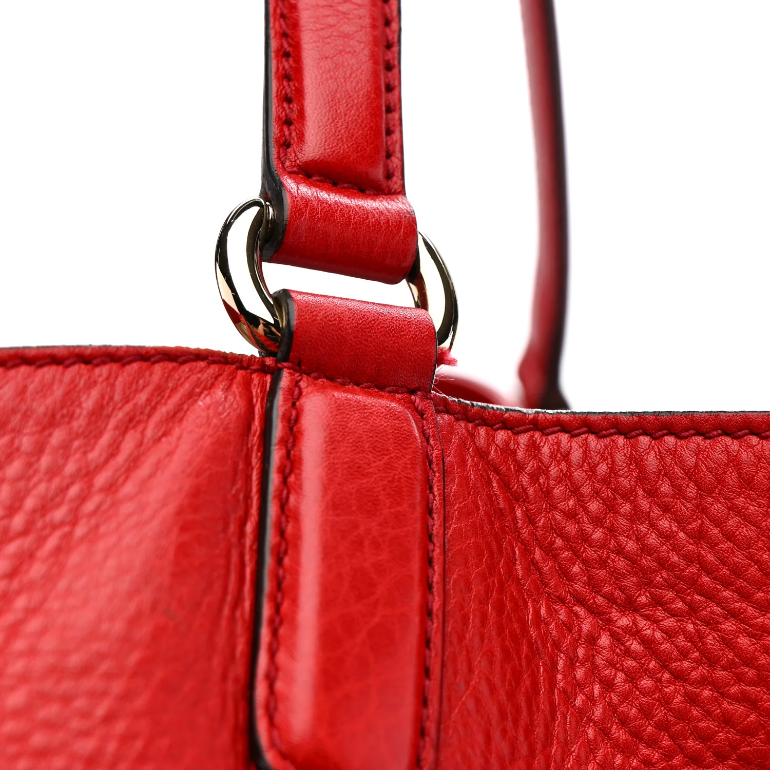 Pebbled Calfskin Large Soho Shoulder Bag Red - Top Club