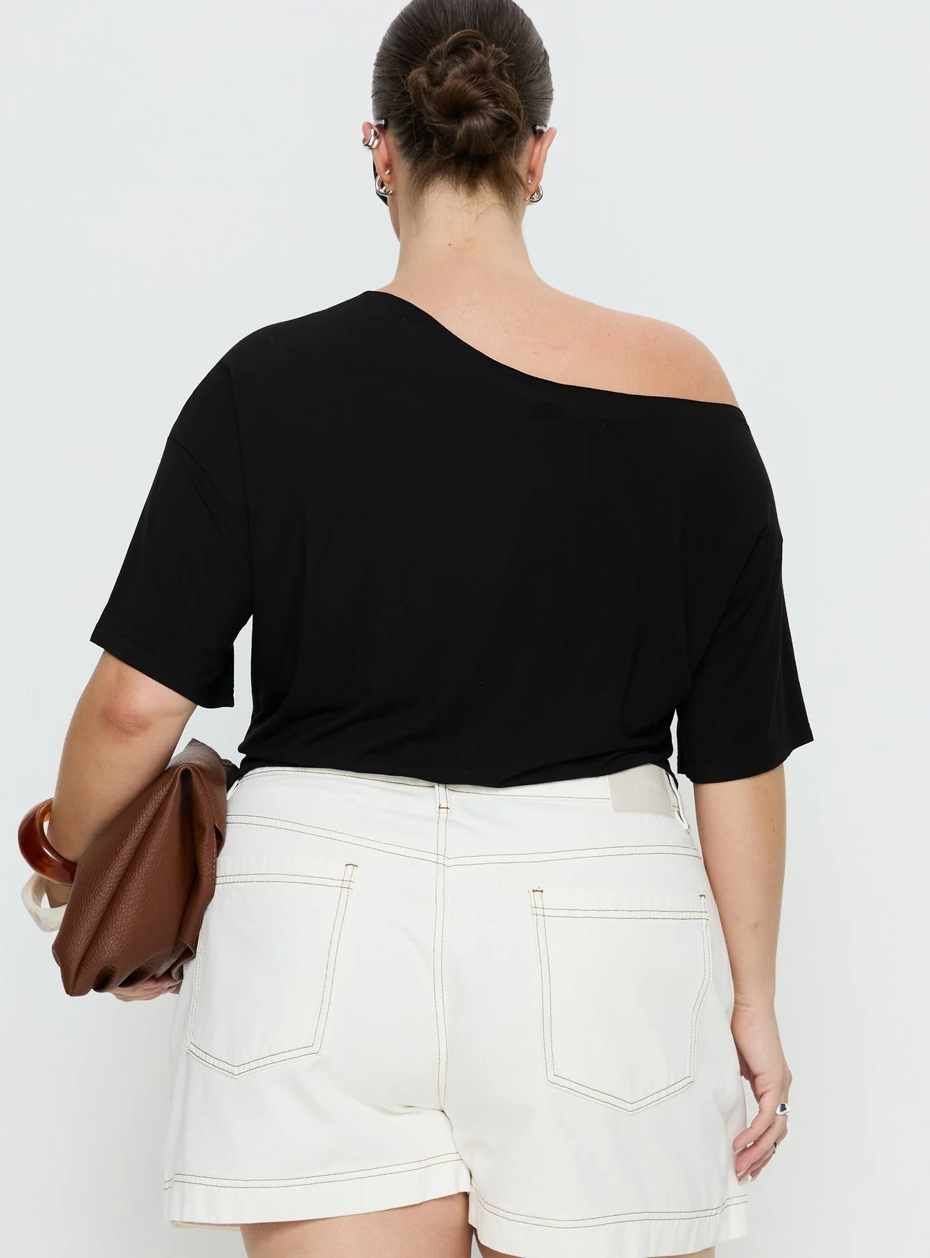 Ashlinn Off Shoulder Drapey Top Black Curve