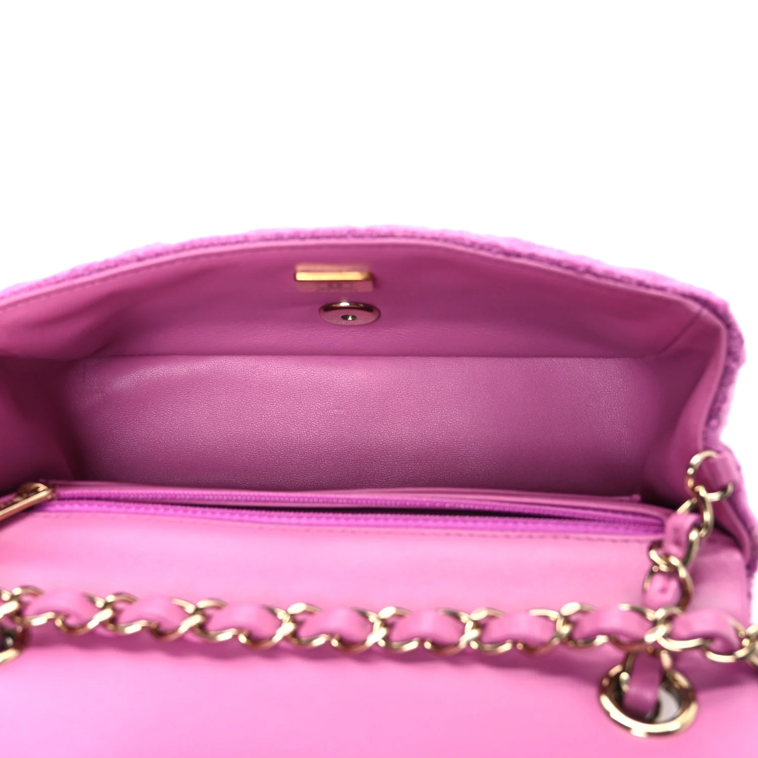 Tweed Quilted Mini Rectangular Flap Purple - Top Club