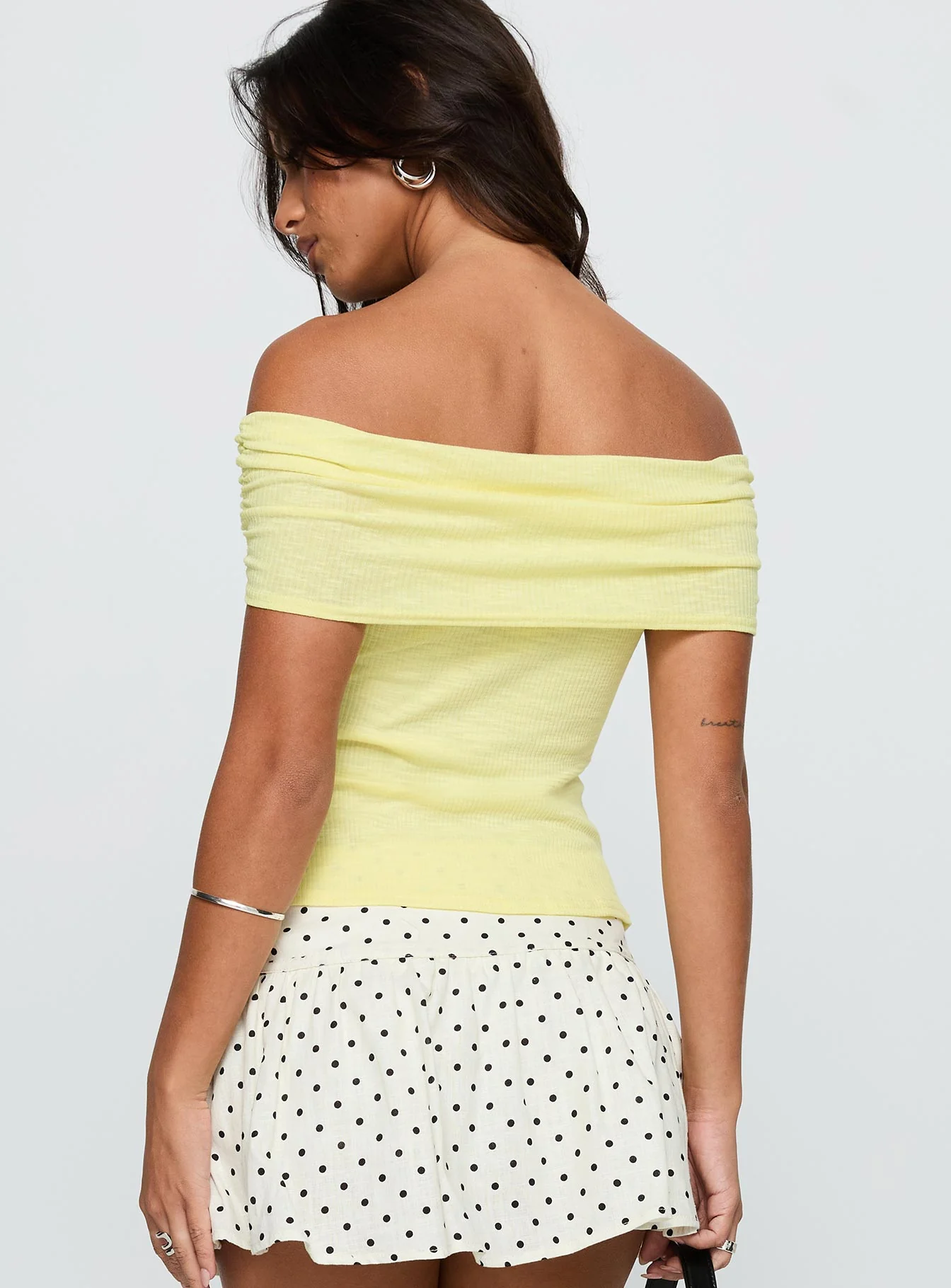Azusa Off The Shoulder Top Yellow