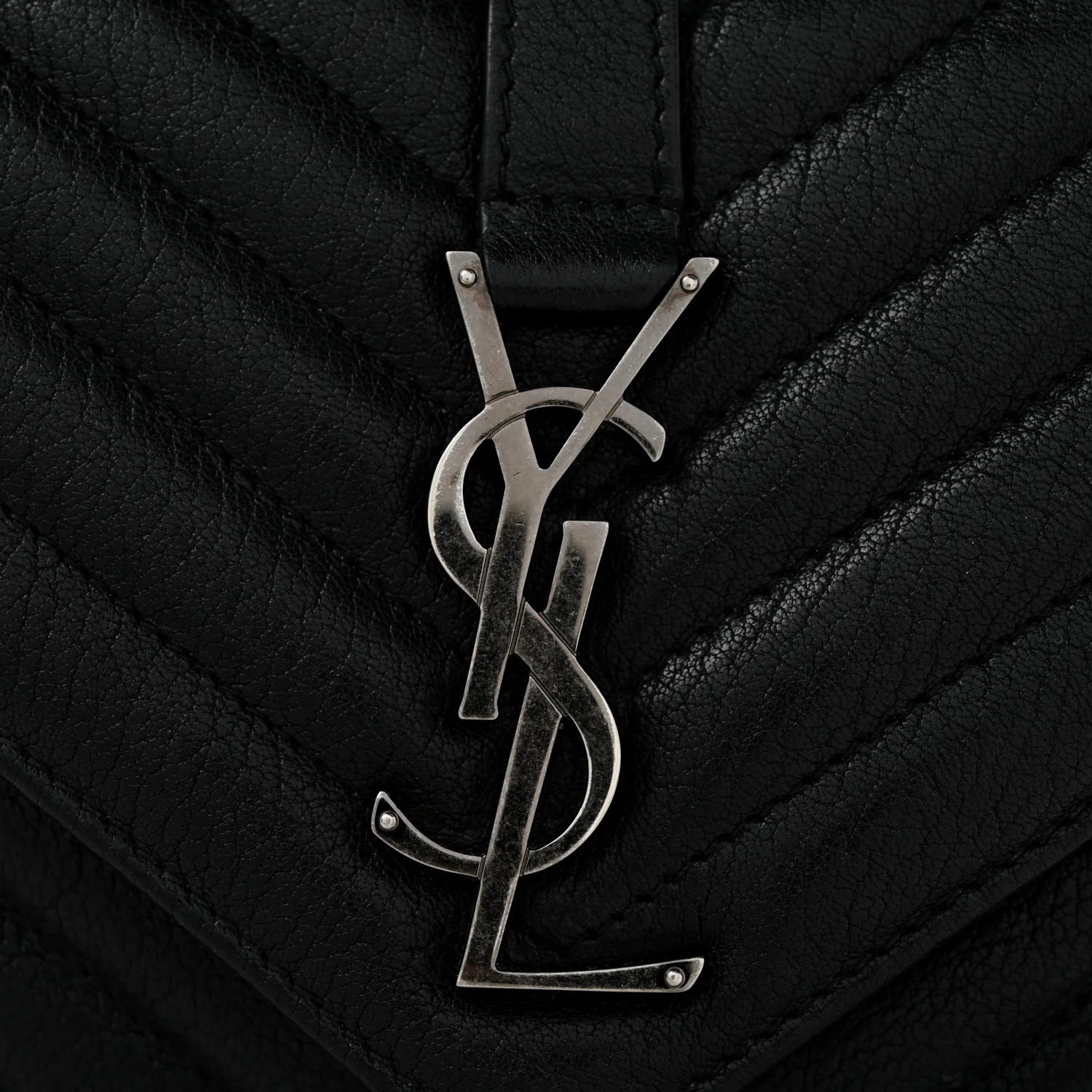 Sheepskin Matelasse Chevron Monogram Medium College Bag Black - Top Club