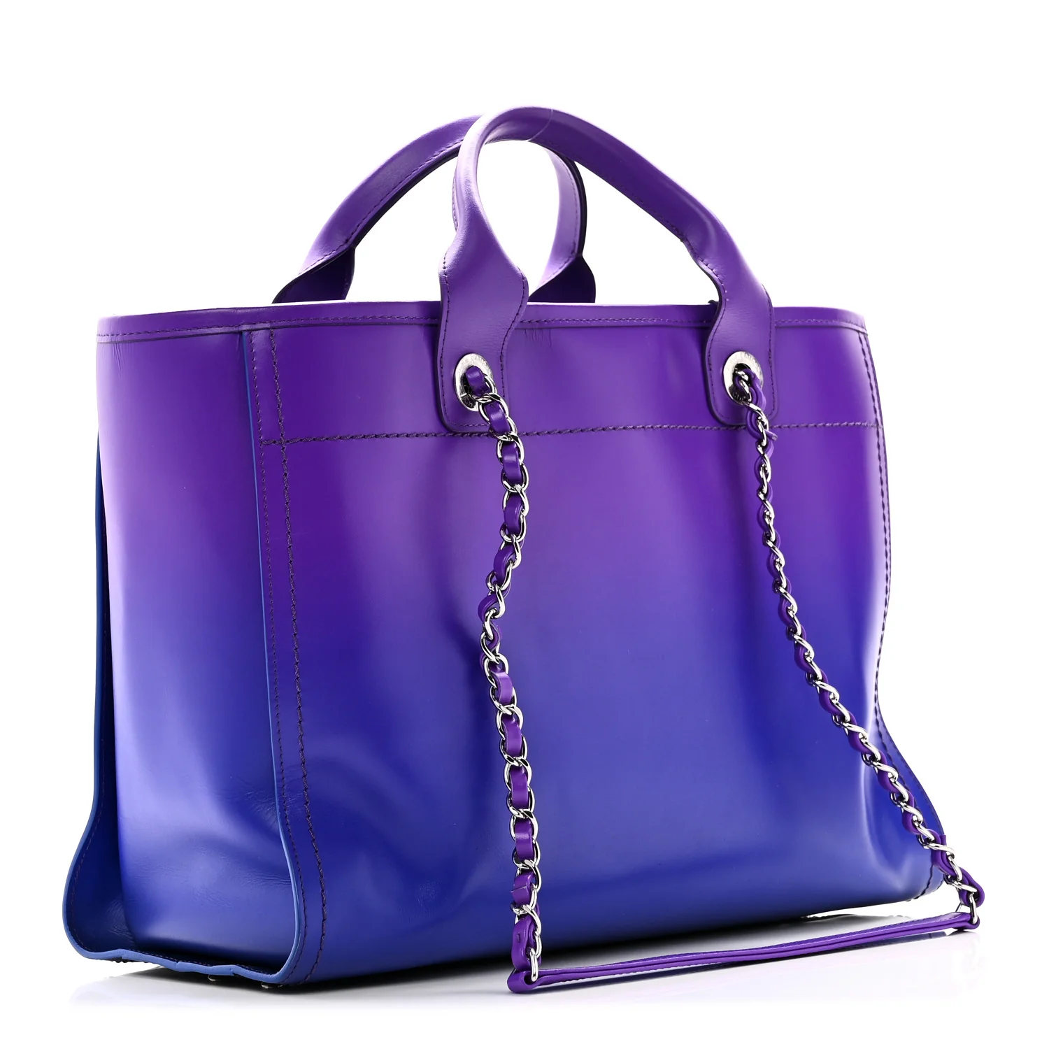 Shaded Calfskin Small Deauville Tote Purple Blue - Top Club