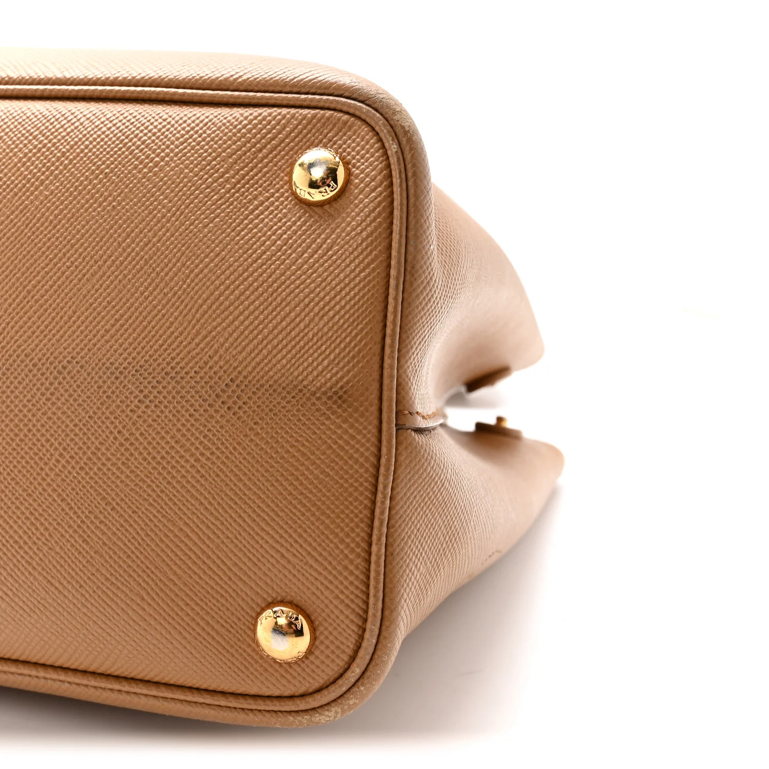 Saffiano Cuir Medium Double Handle Bag Caramel Fuoco - Top Club