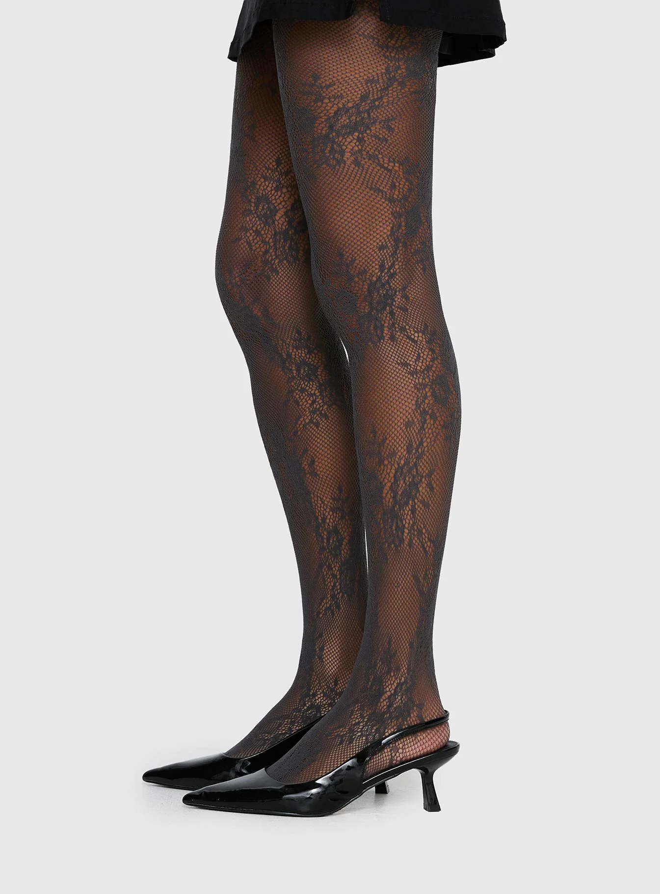 Marigolde Sheer Lace Tights Grey