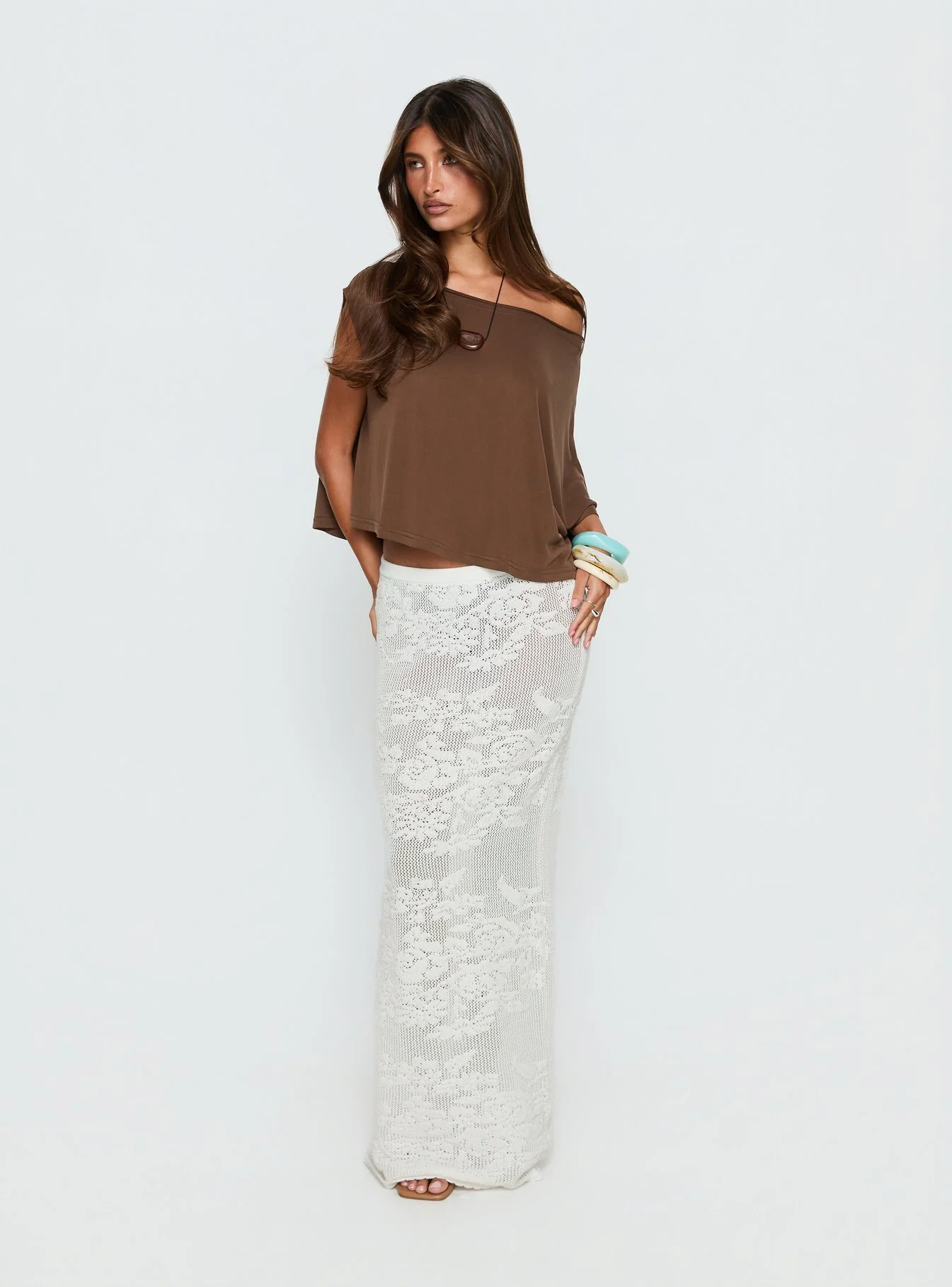 Opresia Crochet Maxi Skirt White