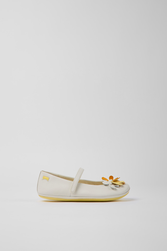 Twins Boys White Leather Ballerina Flats