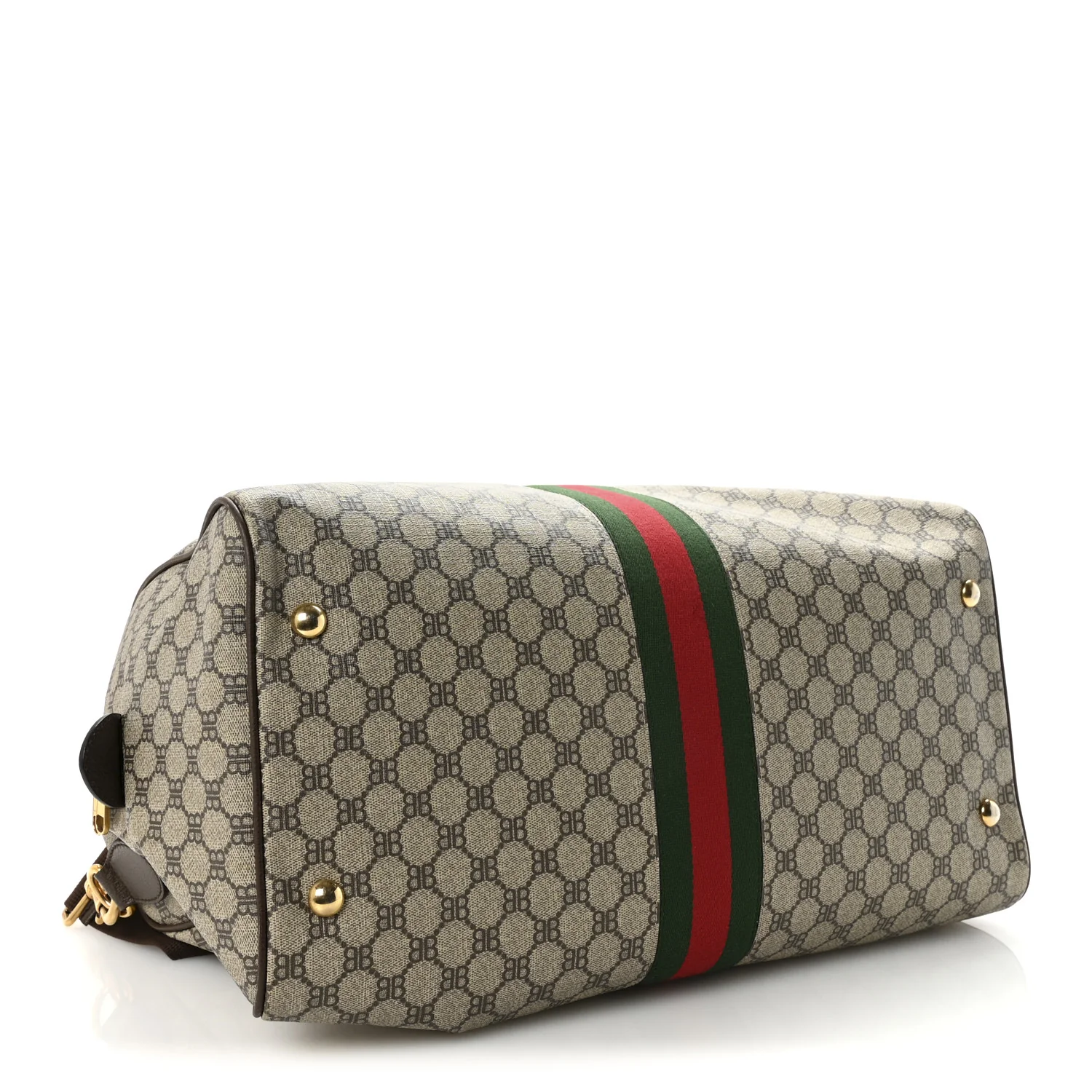 X BALENCIAGA BB Supreme Monogram Web Medium Ophidia Carry-On Duffle Bag Beige New Acero - Top Club