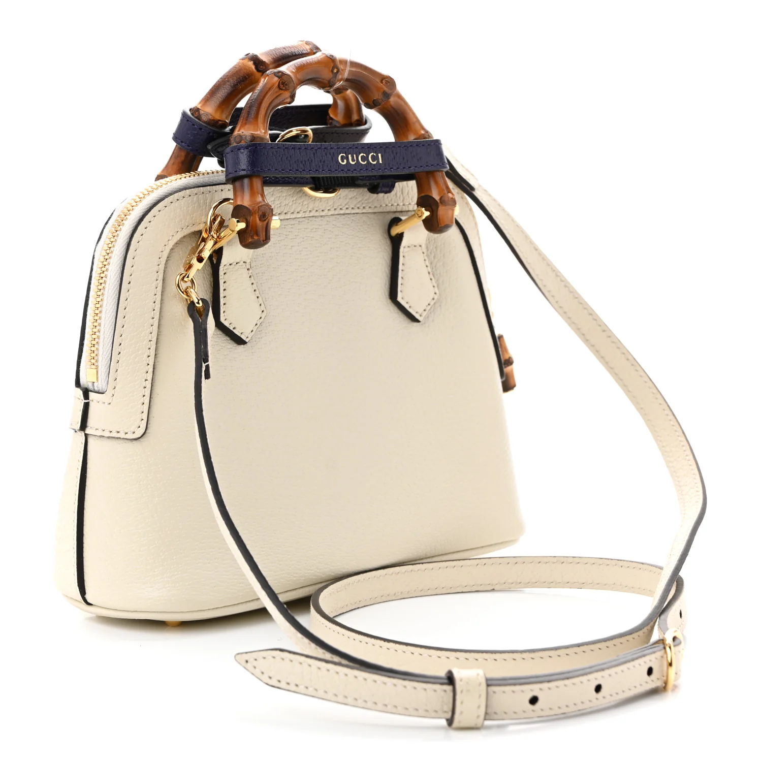 Textured Dollar Calfskin Mini Diana Dome Tote Bag White - Top Club