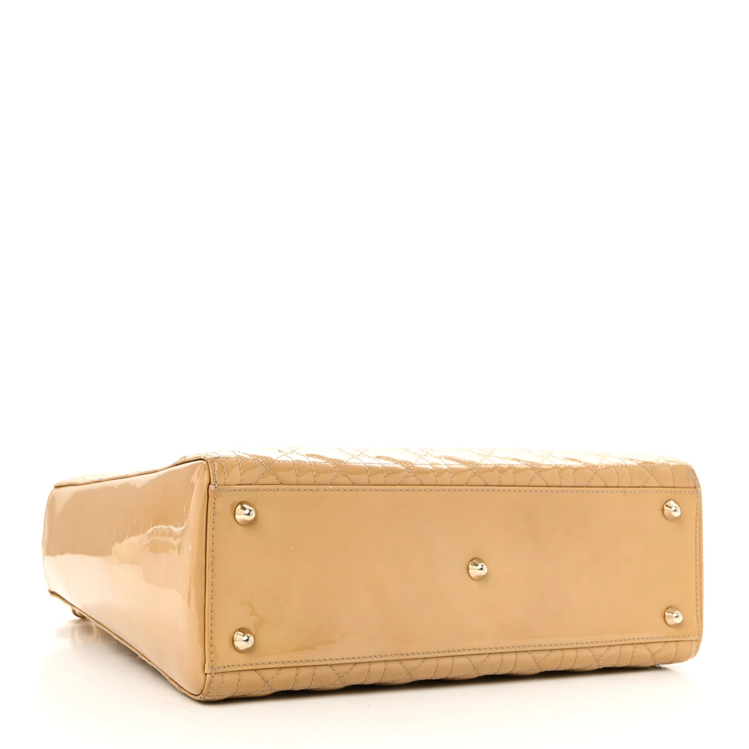 Patent Cannage Large Lady Dior Dark Beige - Top Club