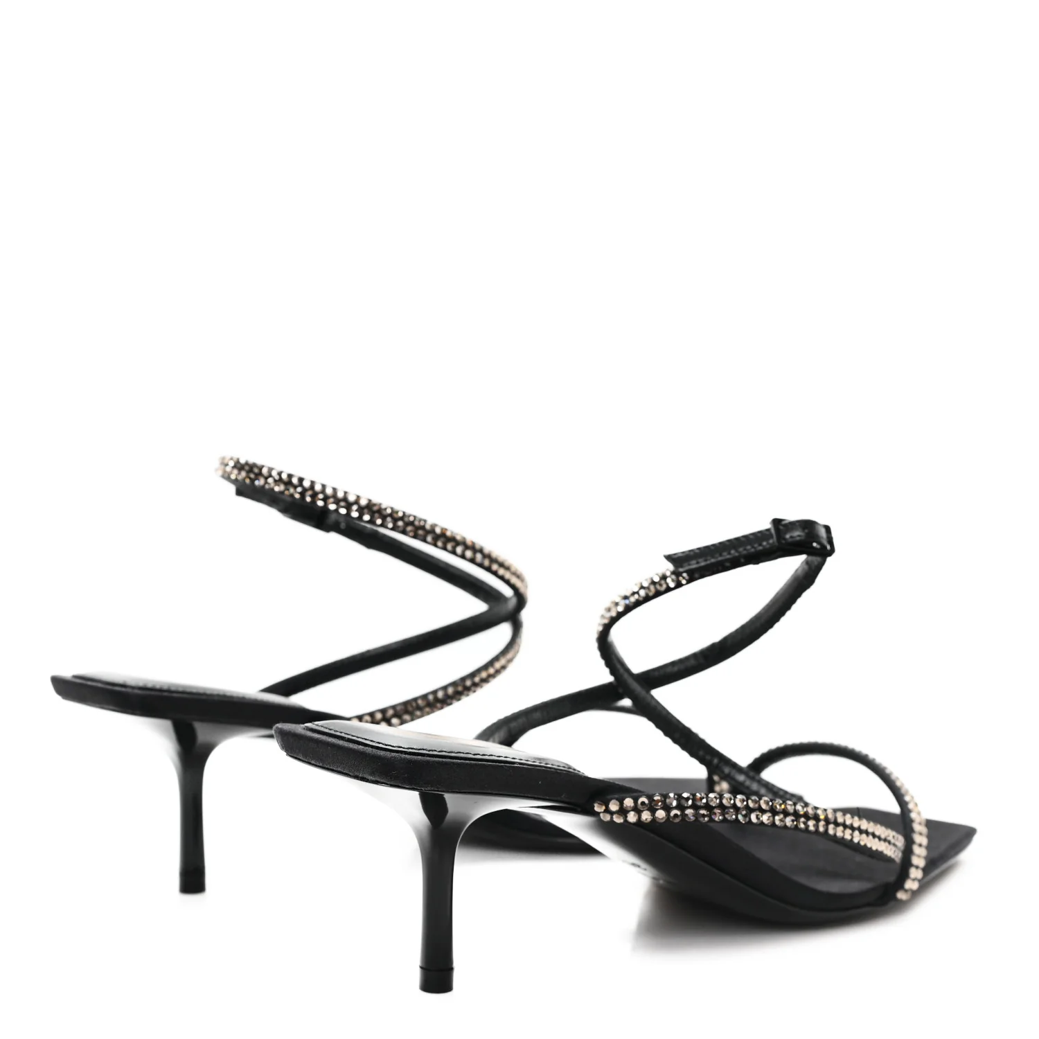 Crepe Satin Baliqua 55 Vett Ankle Strap Sandals 36.5 Black - Top Club