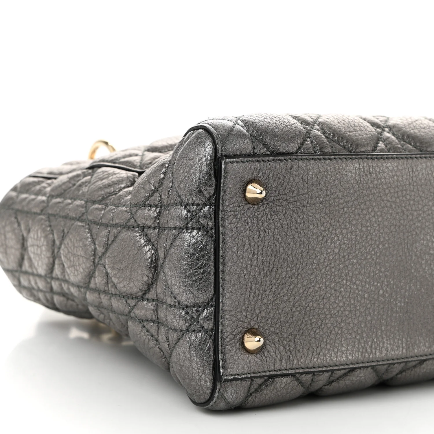 Metallic Grained Calfskin Cannage Medium Supple Lady Dior Steel - Top Club