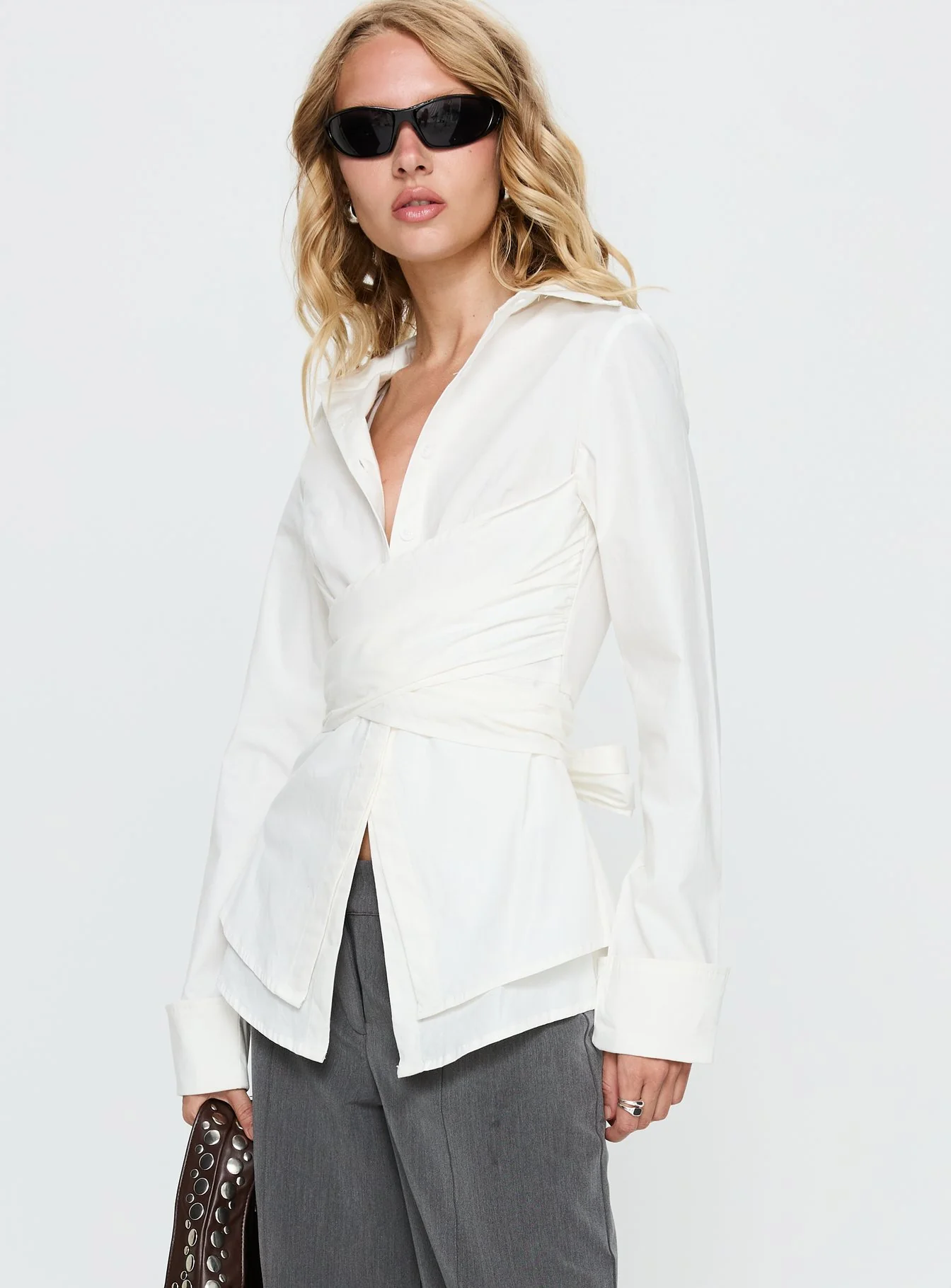 Shapeshifter Twist Long Sleeve Shirt White