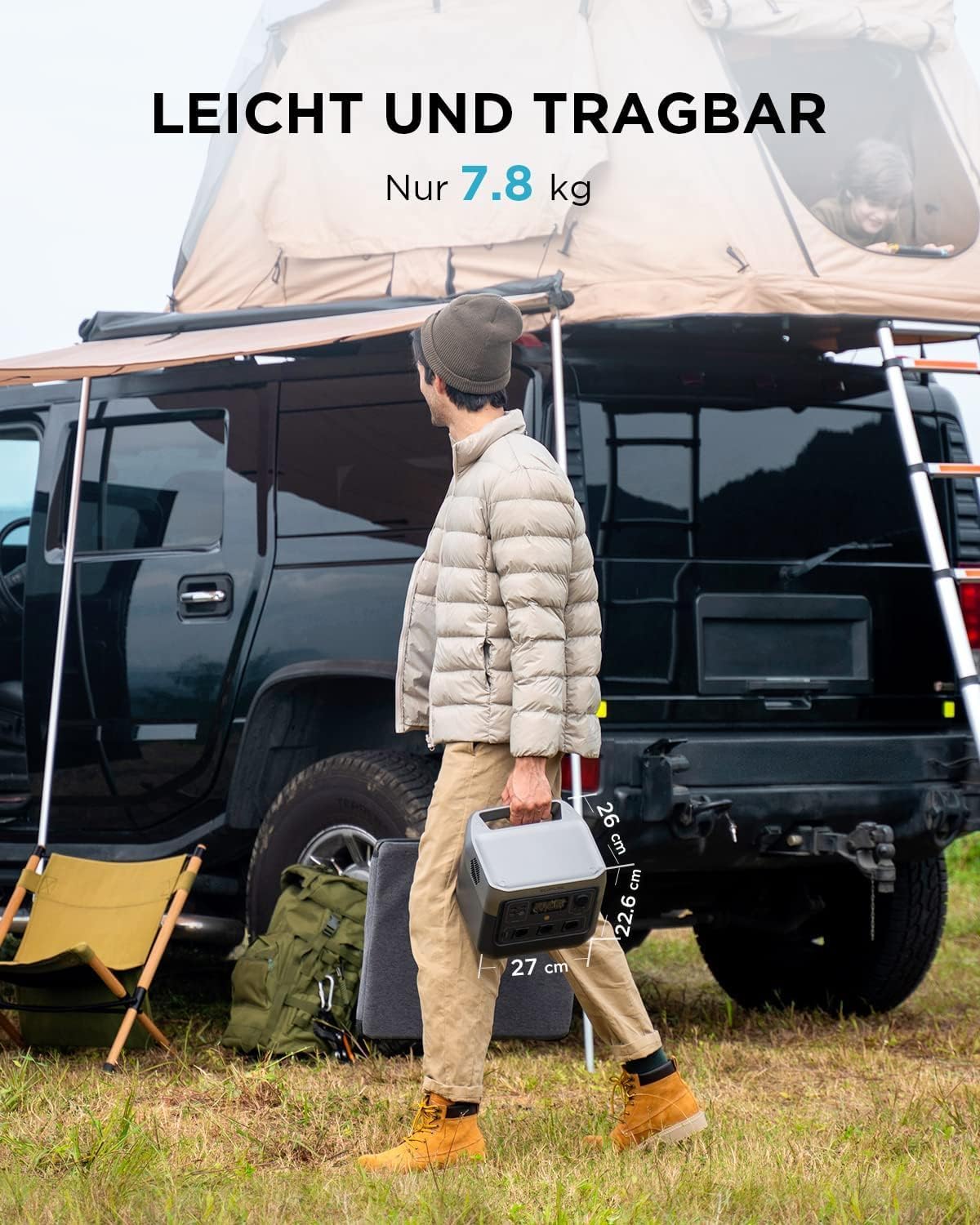 ECOFLOW Centrale Elettrica Portatile RIVER 2 Pro, Batteria LiFeP04 da 768 Wh, Ricarica rapida in 70 min, 3 prese CA da 800 W, Generatore solare per campeggio/camper