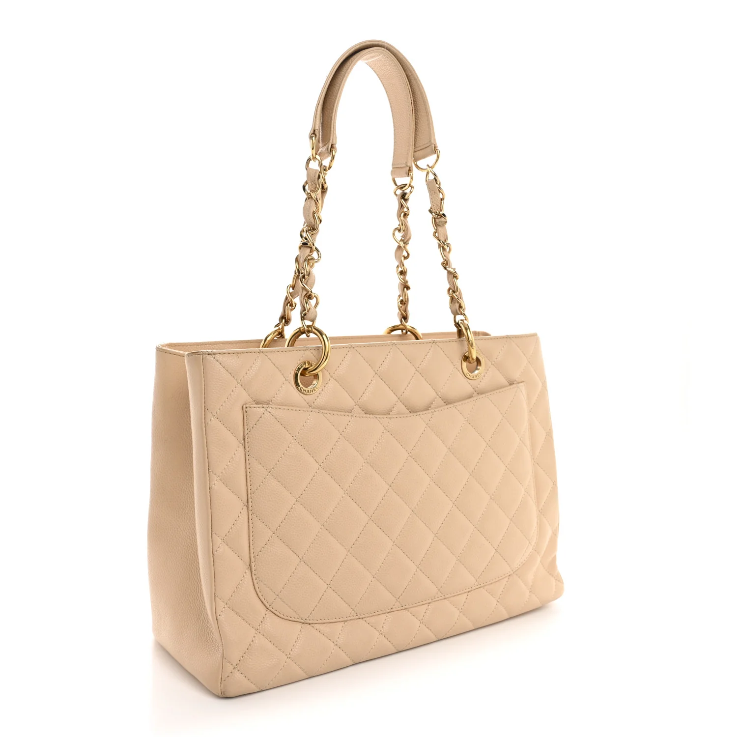 Caviar Quilted Grand Shopping Tote GST Beige - Top Club
