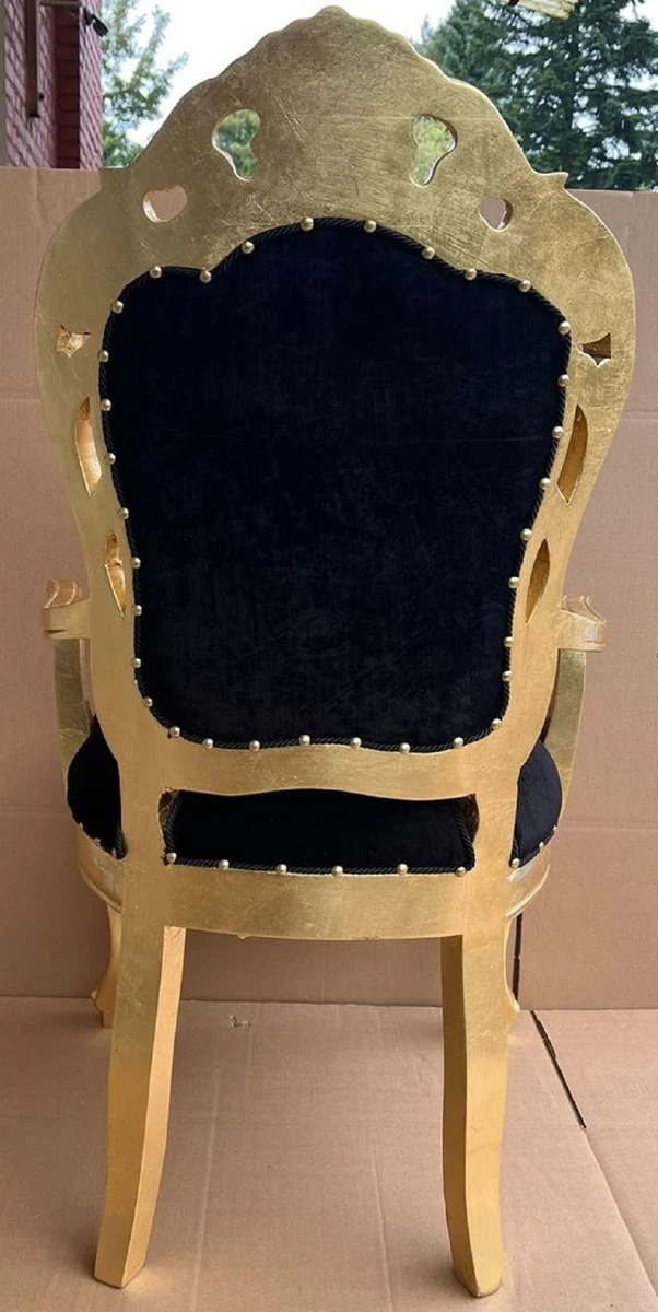 Pompöös by Luxury Baroque Dining Room Chair with Armrests Black / Gold - Pompööser Baroque Chair designed by Harald Glööckler - Pompööser Baroque Dining Room Furniture