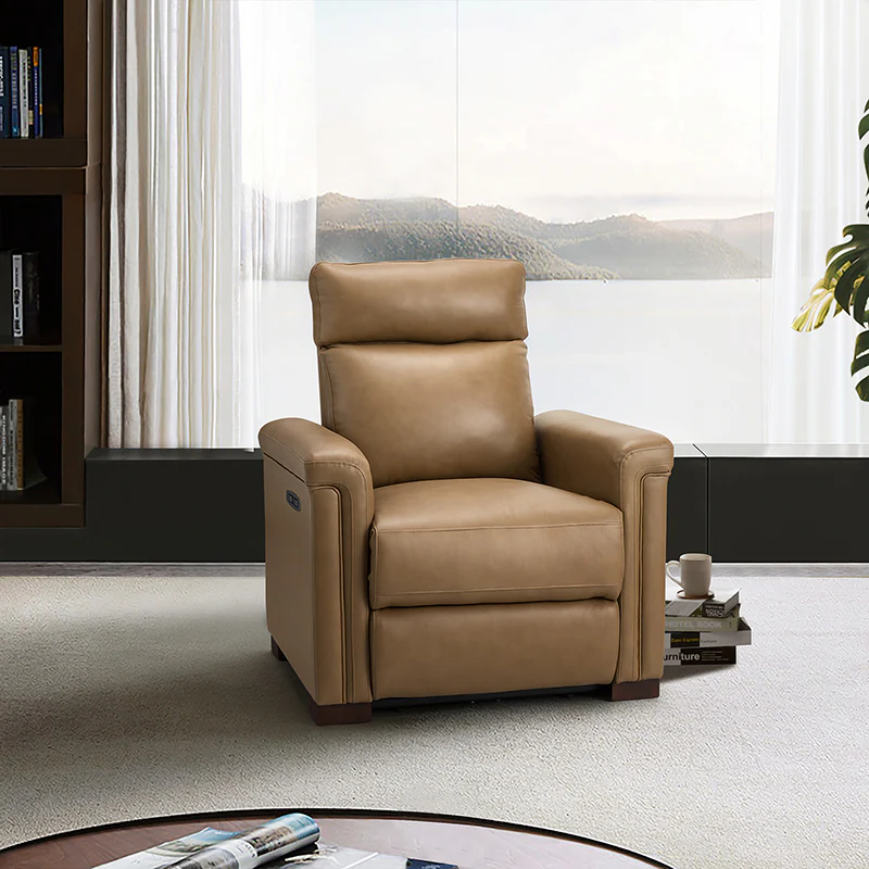 Lea 36.02" Wide Genuine Leather Power Recliner