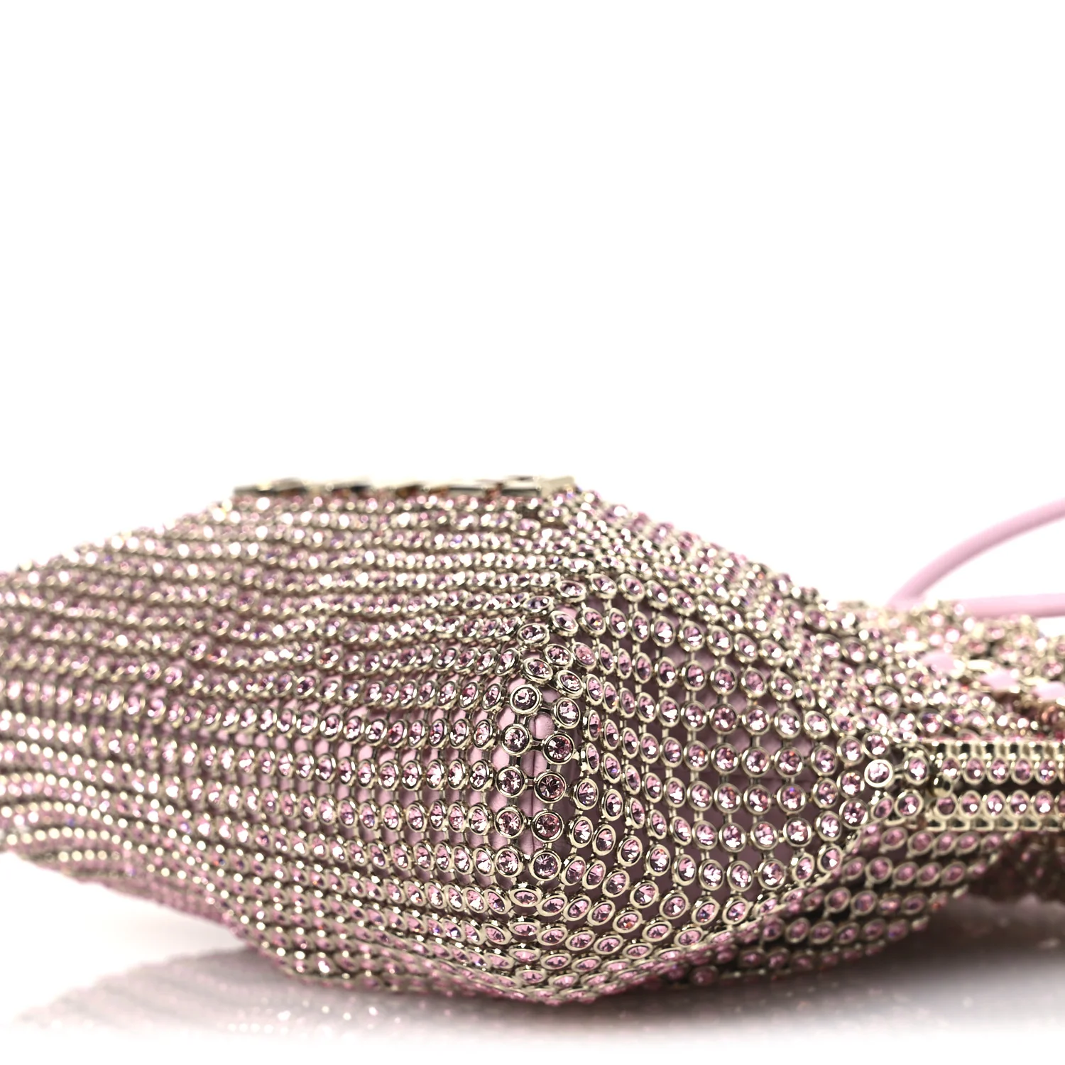 Crystal Embellished Metallic Lambskin Mini Chanel 22 Light Pink - Top Club