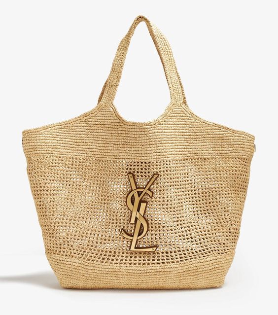 SAINT LAURENT YSL Raffia Icare Tote Bag - Top Club