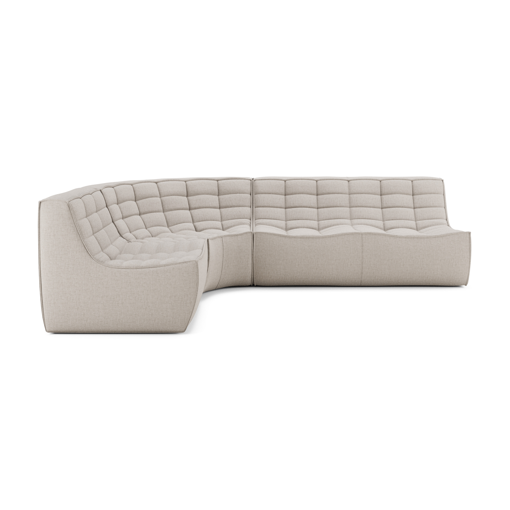 Modulaire bank N701 beige set 1 + 2 seat 90° ronde hoek
