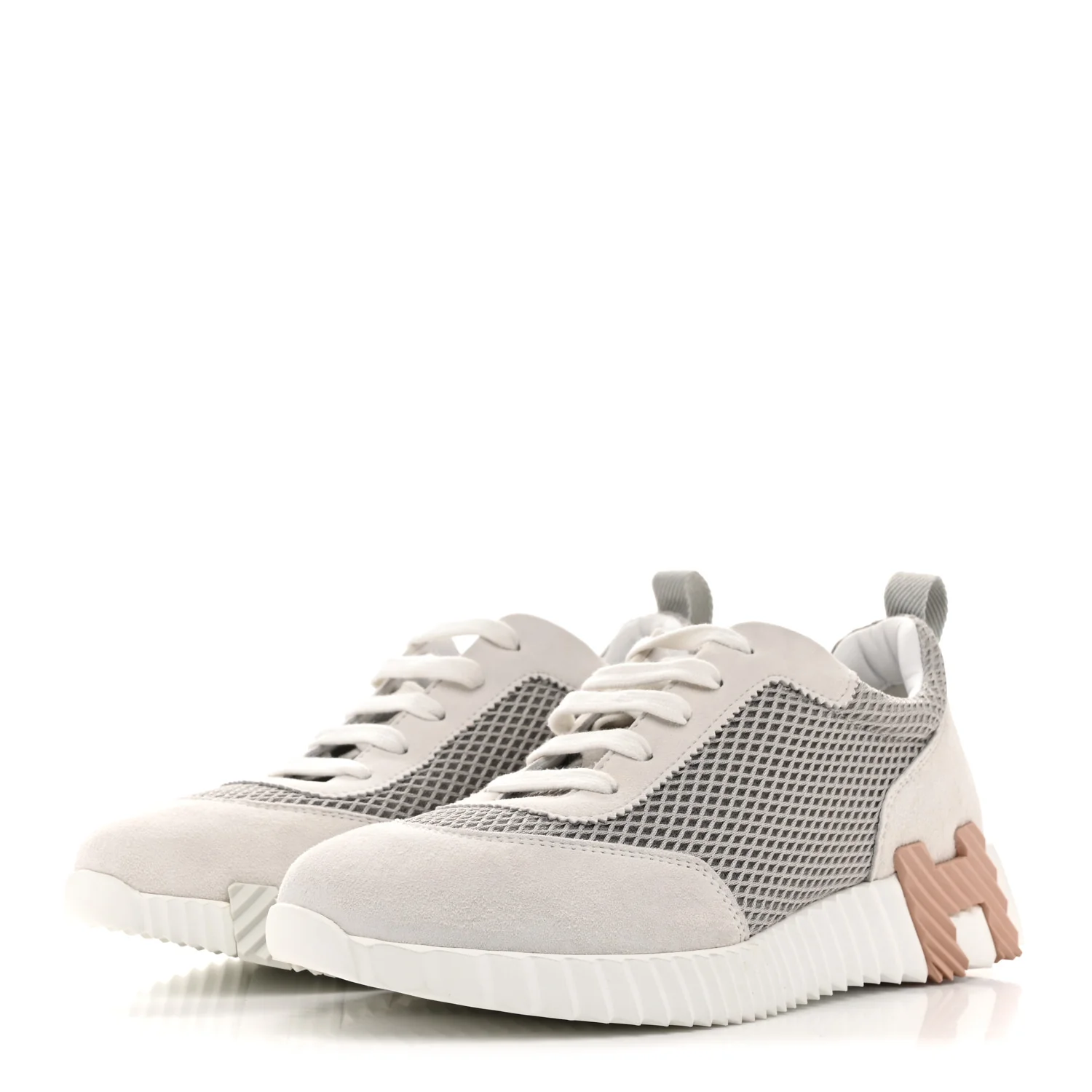 Air Mesh Suede Goatskin Bouncing Sneakers 38.5 Gris Lulea White - Top Club