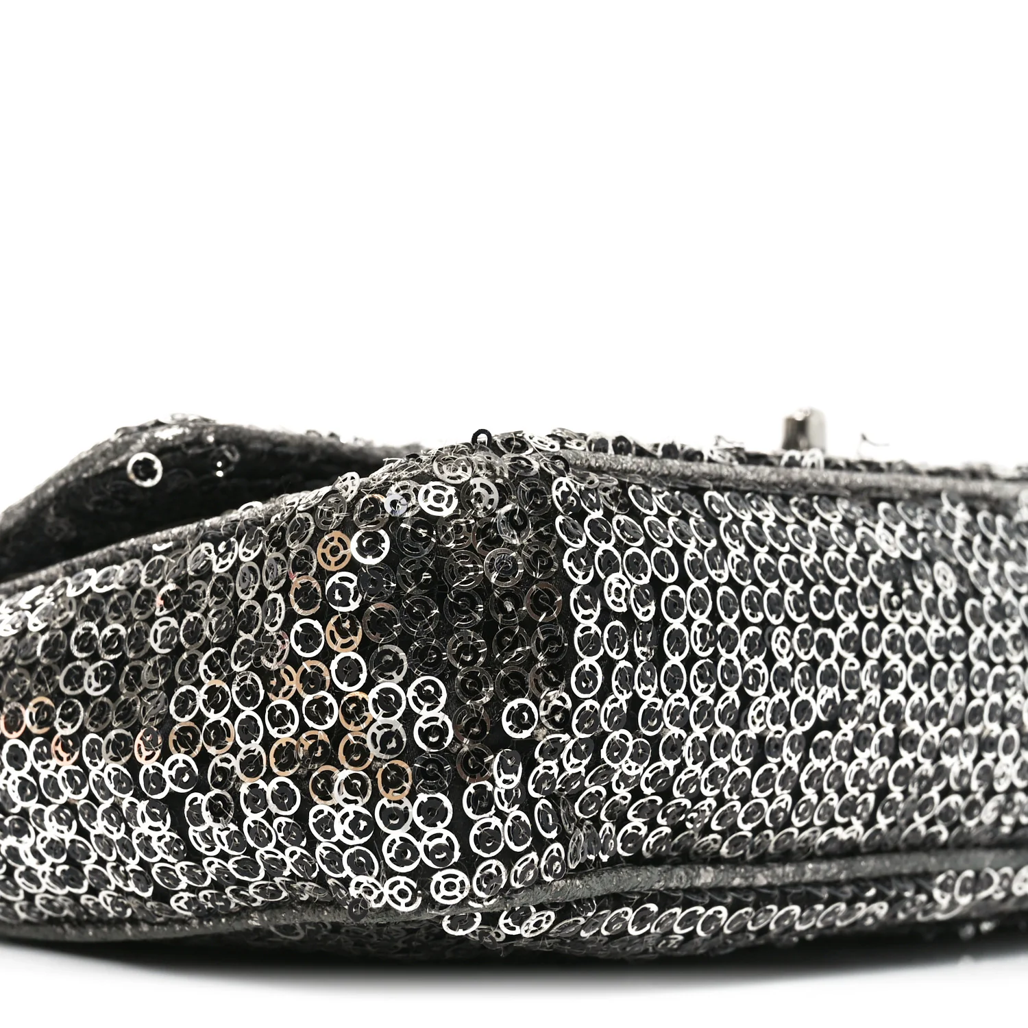 Sequin Medium Single Flap Dark Silver - Top Club