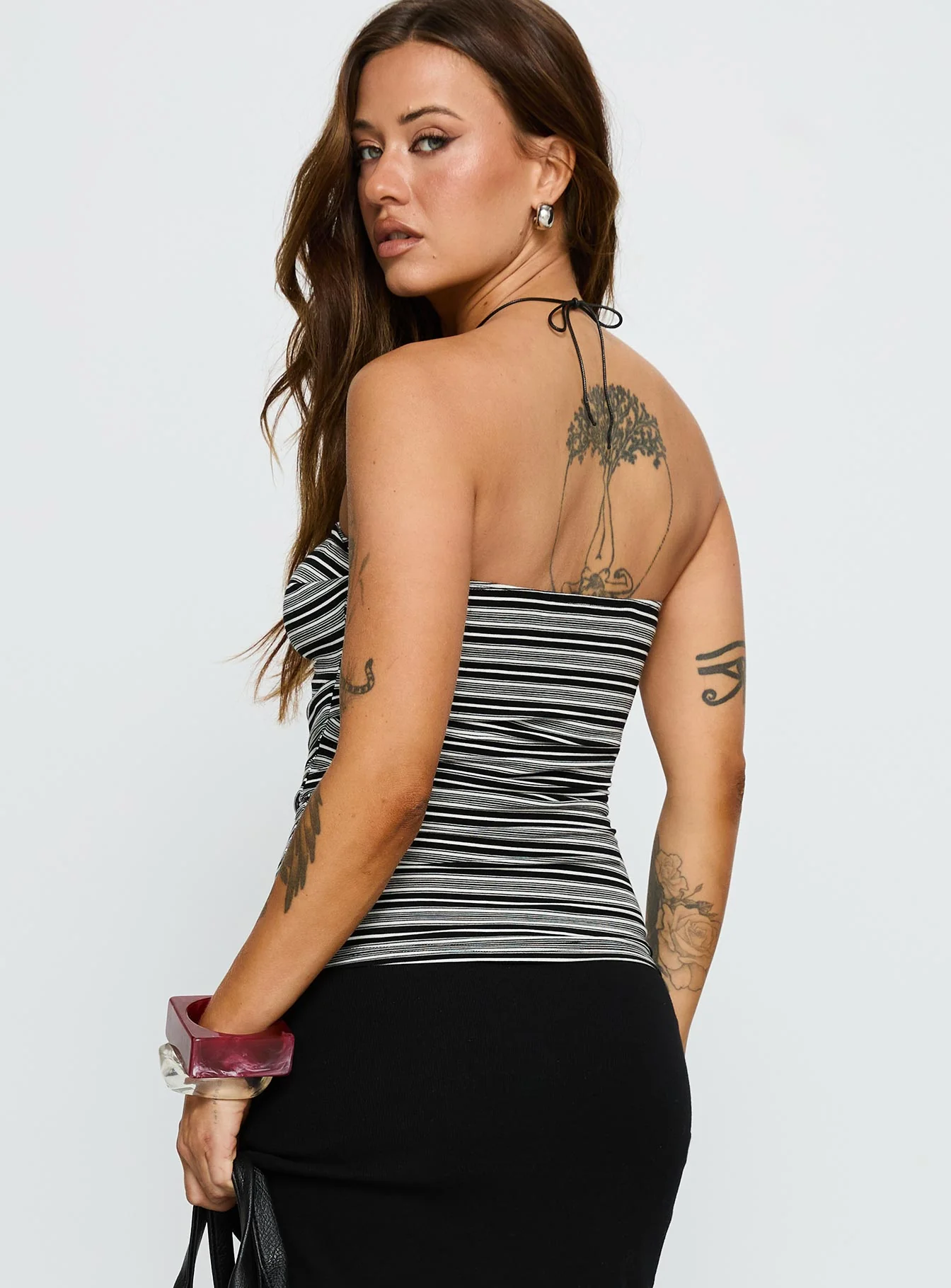 Bethanny Strapless Top Black Stripe