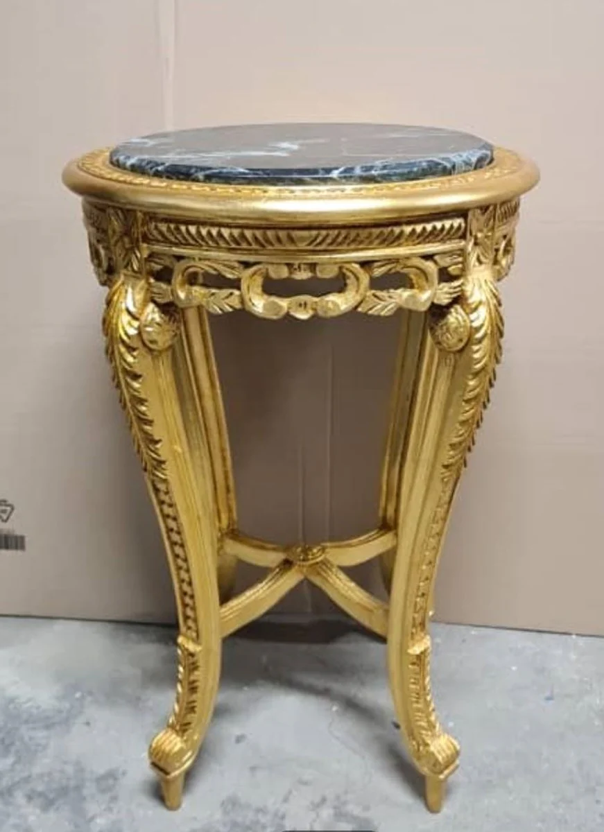 Baroque style side table with marble top gold / black H. 70 cm