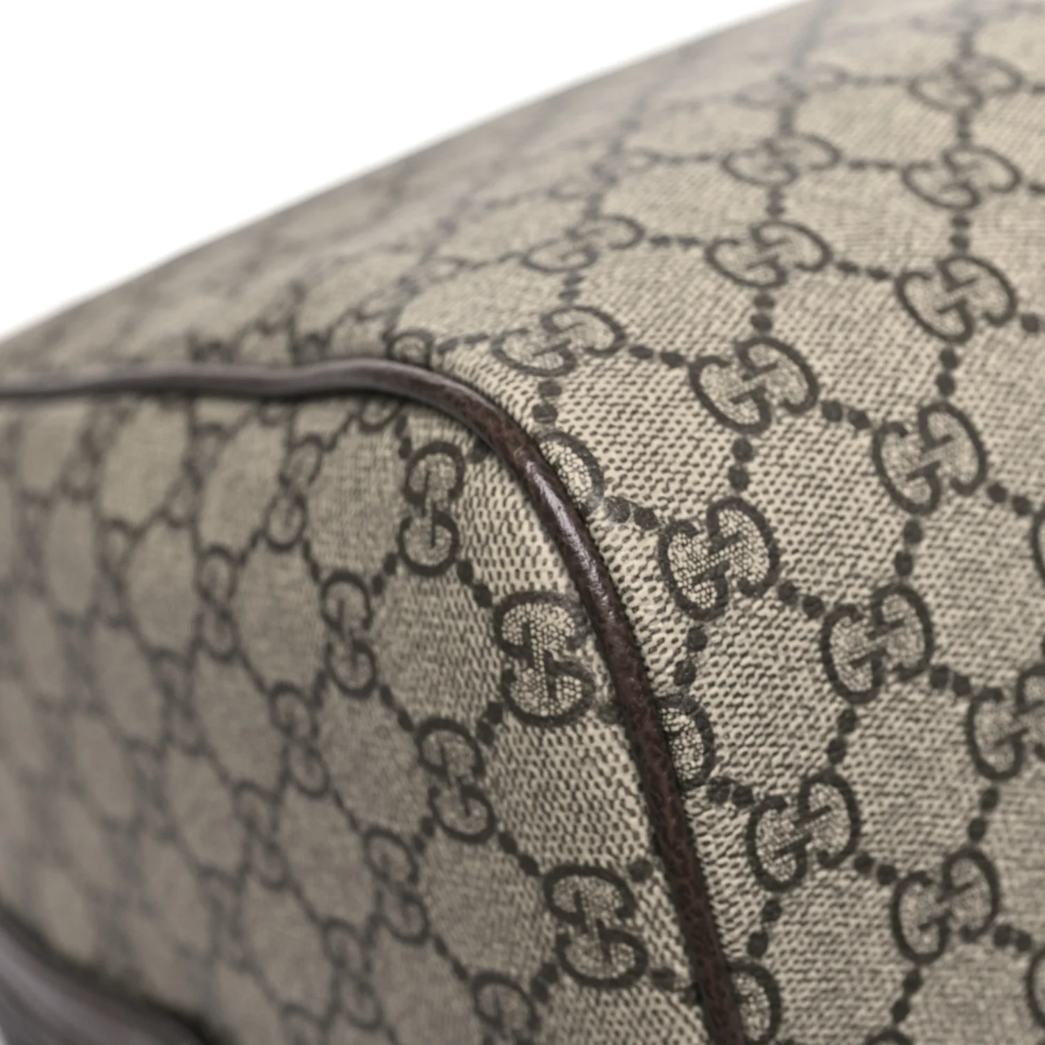 GG Supreme Monogram Textured Dollar Calfskin Web Medium Savoy Duffle Bag Beige Dark Brown - Top Club