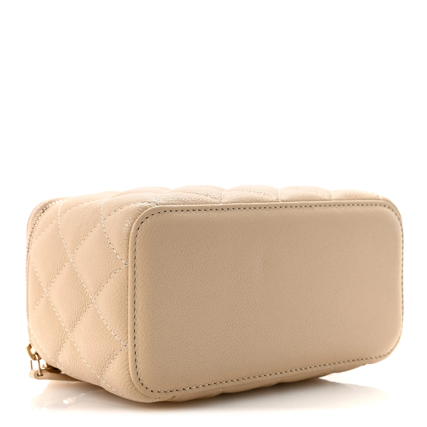 Caviar Quilted Small Tiny CC Vanity Case With Chain Beige - Top Club