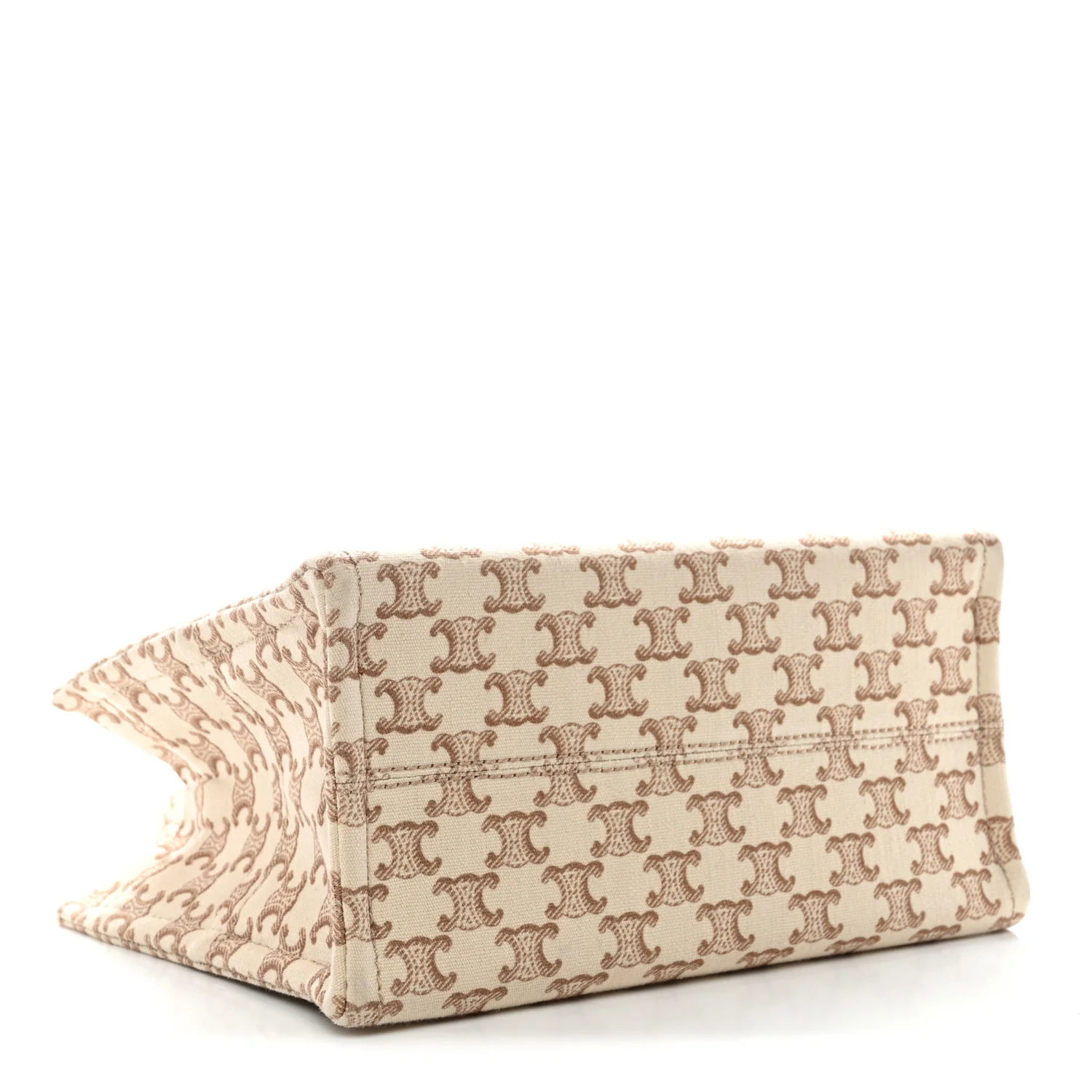 Canvas Calfskin Triomphe Print Small Cabas Thais White - Top Club