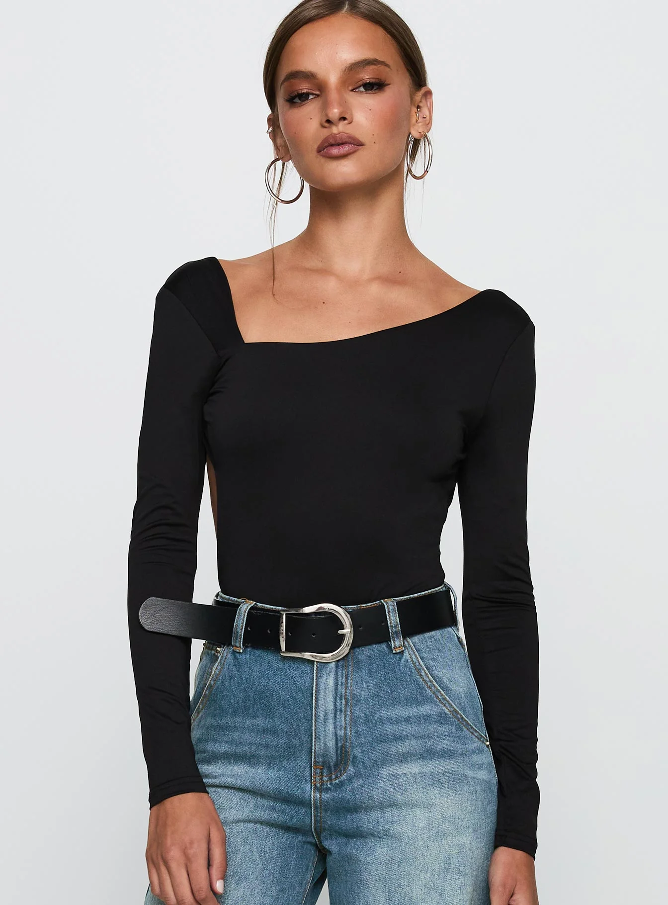 Look This Good Backless Bodysuit Black