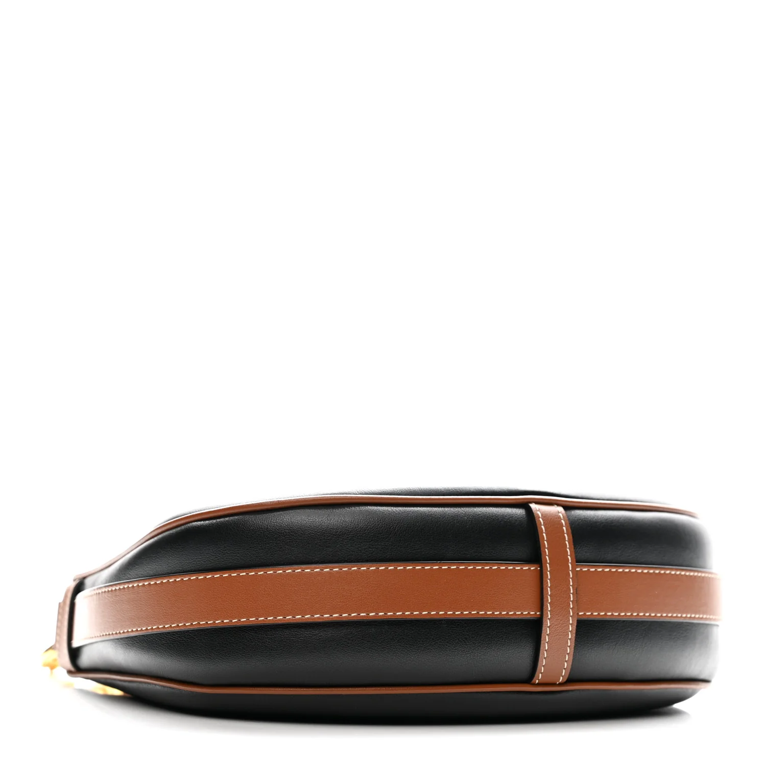 Smooth Calfskin Medium Strap Ava Shoulder Bag Black Tan - Top Club