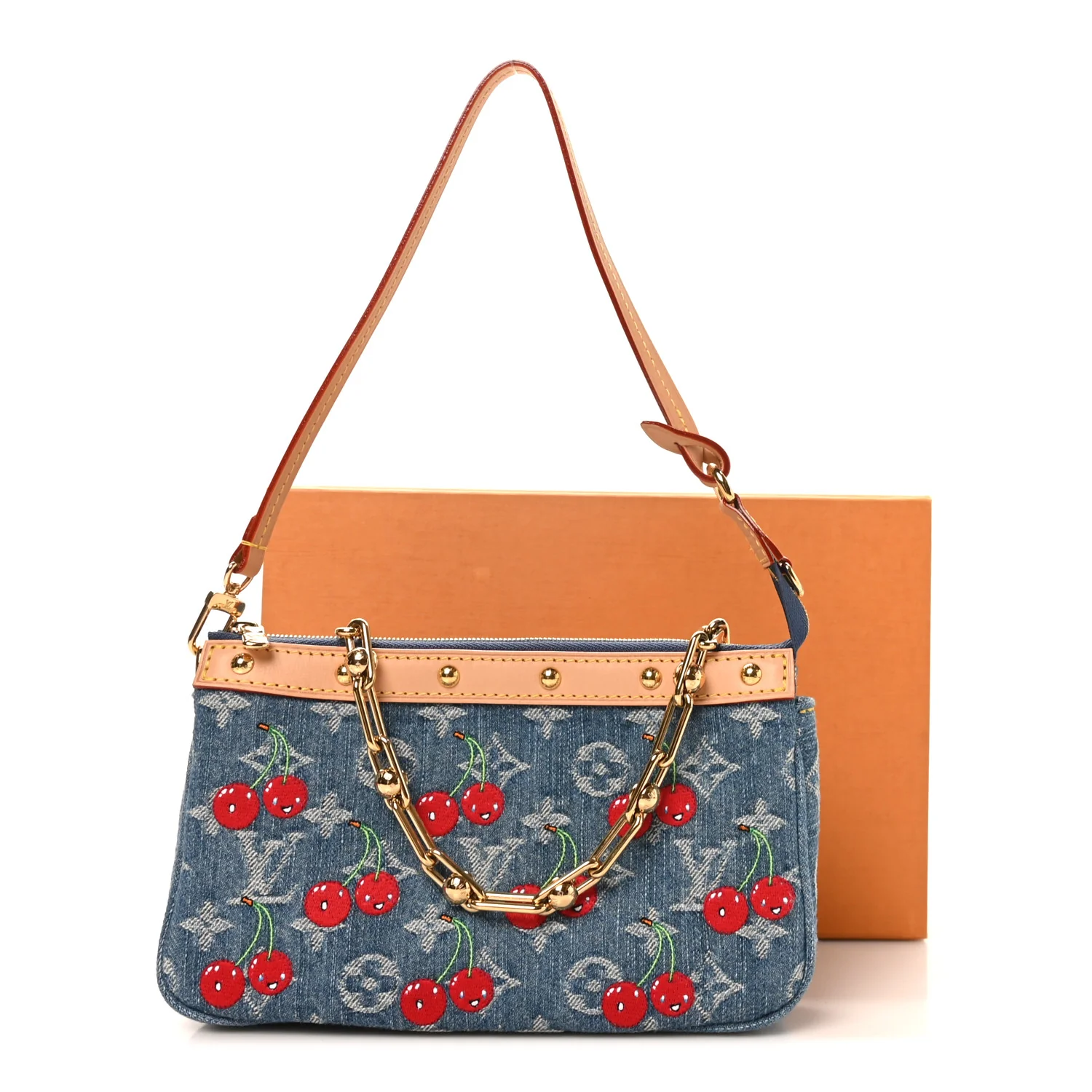 LV X TM Monogram Denim Cerises Pochette Accessories Blue - Top Club