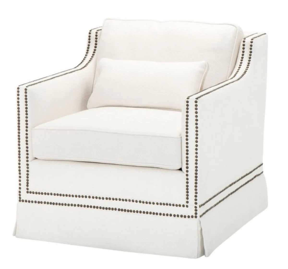 Luxury Belle Epoch Armchair Cream White Linen - Art Nouveau Art Deco - Luxury Collection