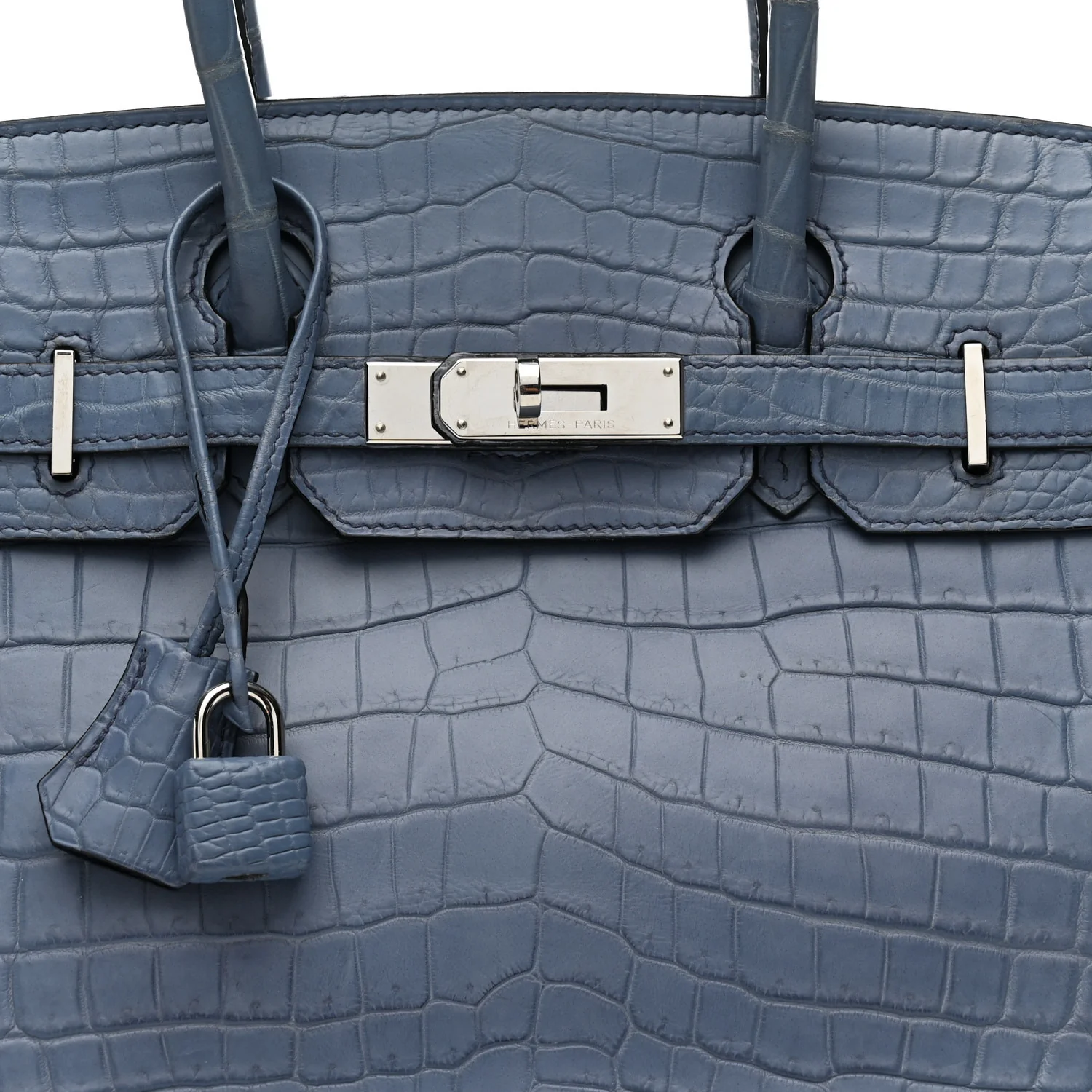 Matte Porosus Crocodile Birkin 30 Bleu Brighton - Top Club