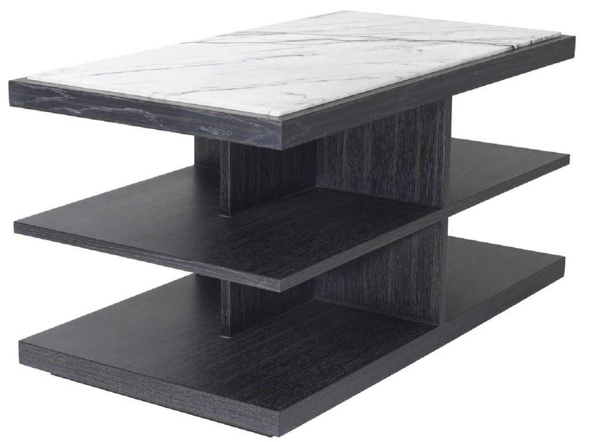 Luxury side table white / purple / anthracite gray 92 x 50 x H. 48 cm - solid wood table with marble top - living room furniture - luxury furniture