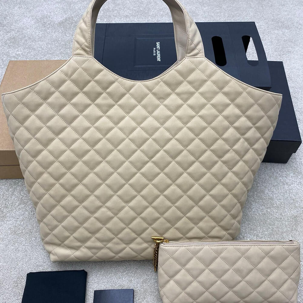 YSL ICARE maxi shopping bag in quilted nubuck suede(HIGH-END GRADE) - Top Club