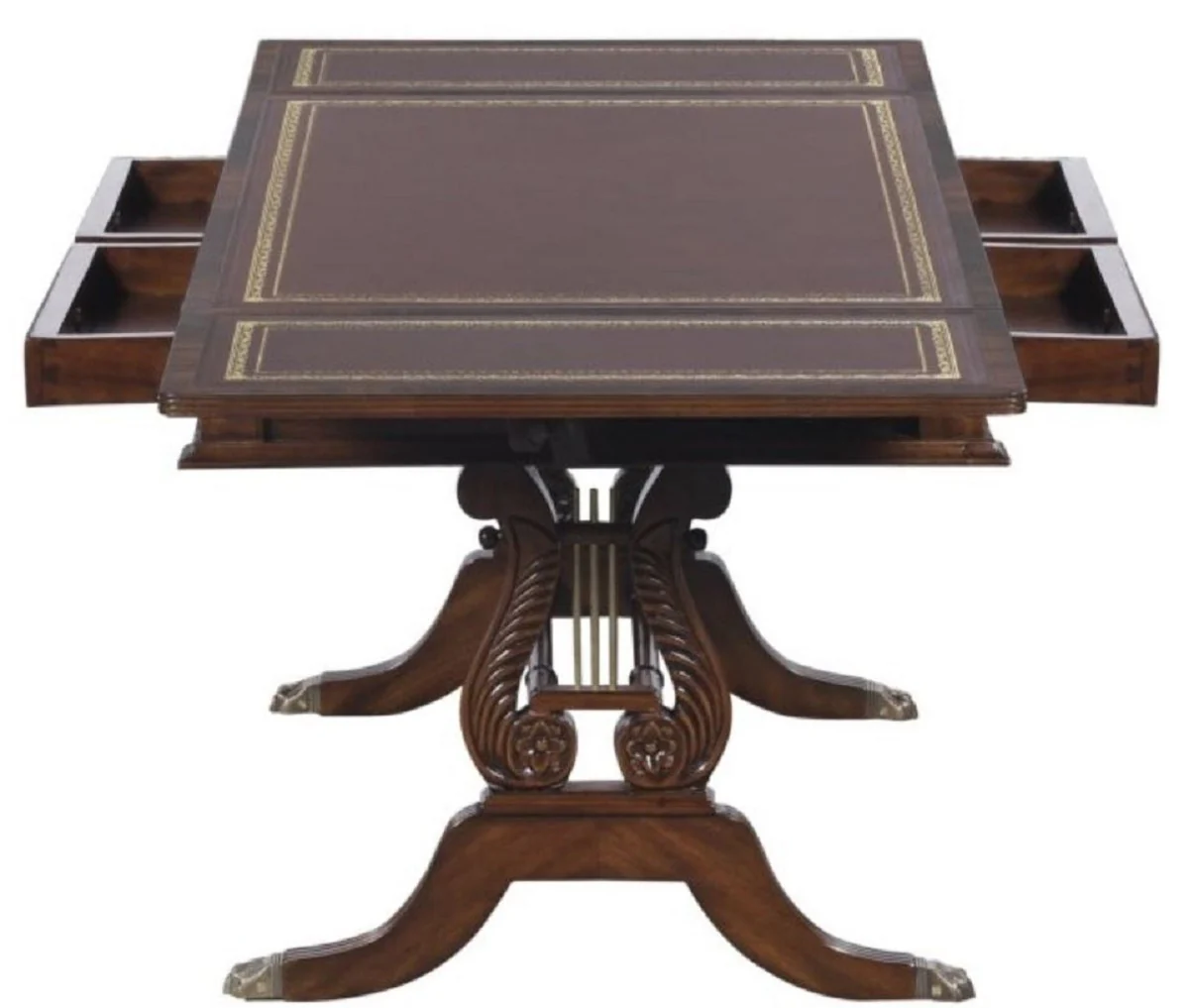 Luxury baroque coffee table dark brown / brown 84 x 56.3 x H. 49.5 cm - living room furniture