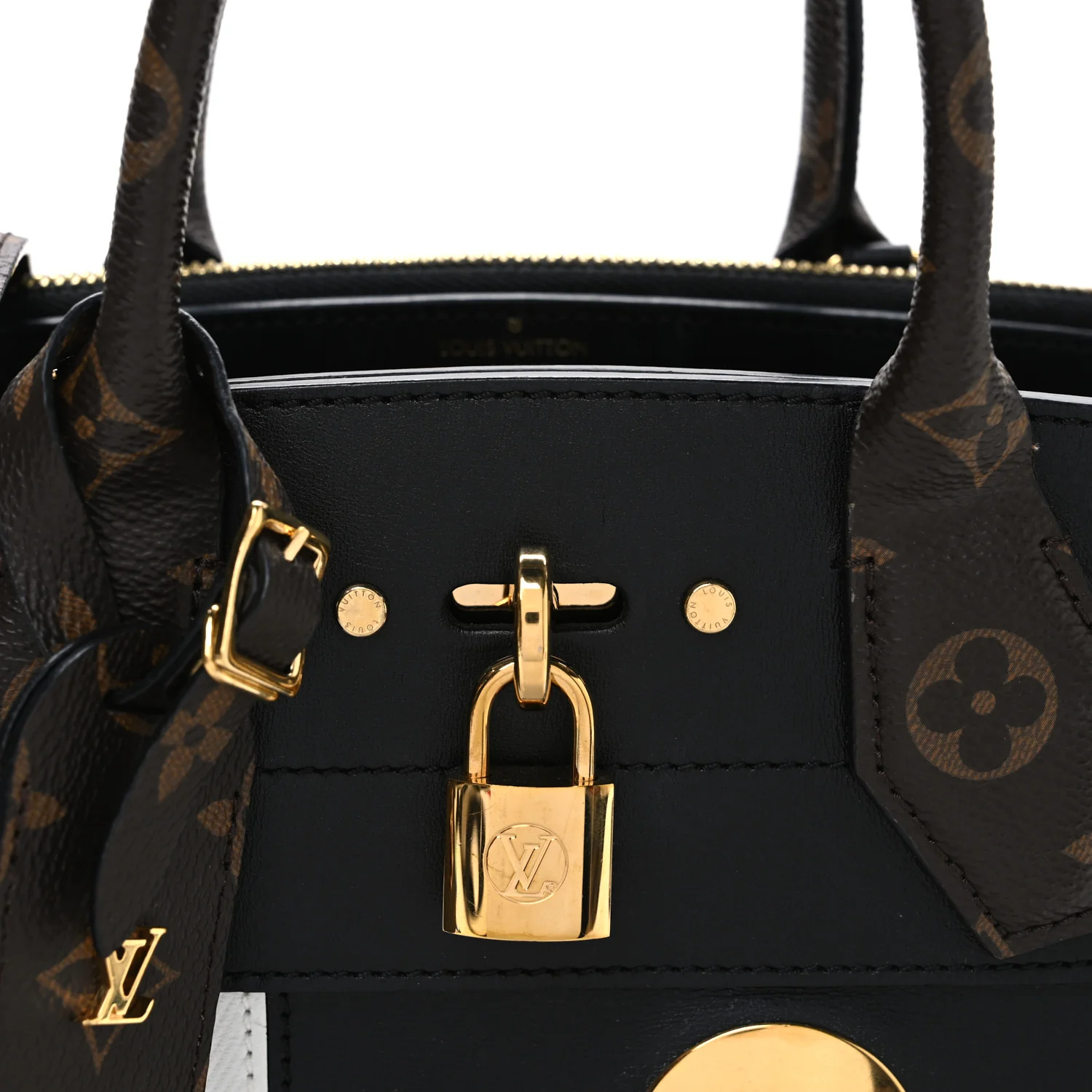 Calfskin Monogram Studded City Steamer PM Black White - Top Club