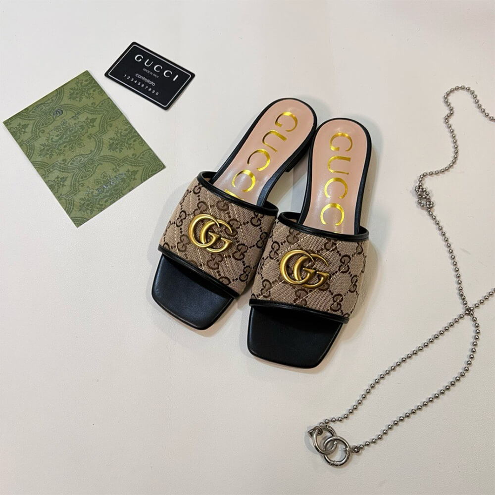 GUCCI Jolie GG Canvas Slides - Top Club