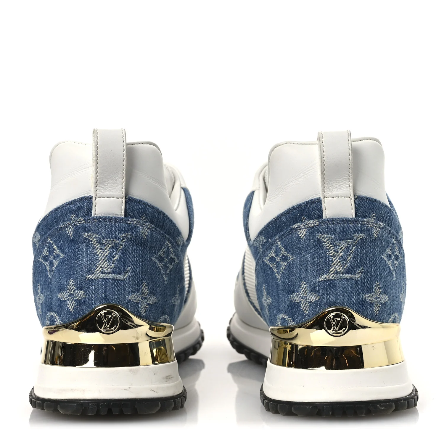 Calfskin Monogram Denim Run Away Sneakers 39 White - Top Club